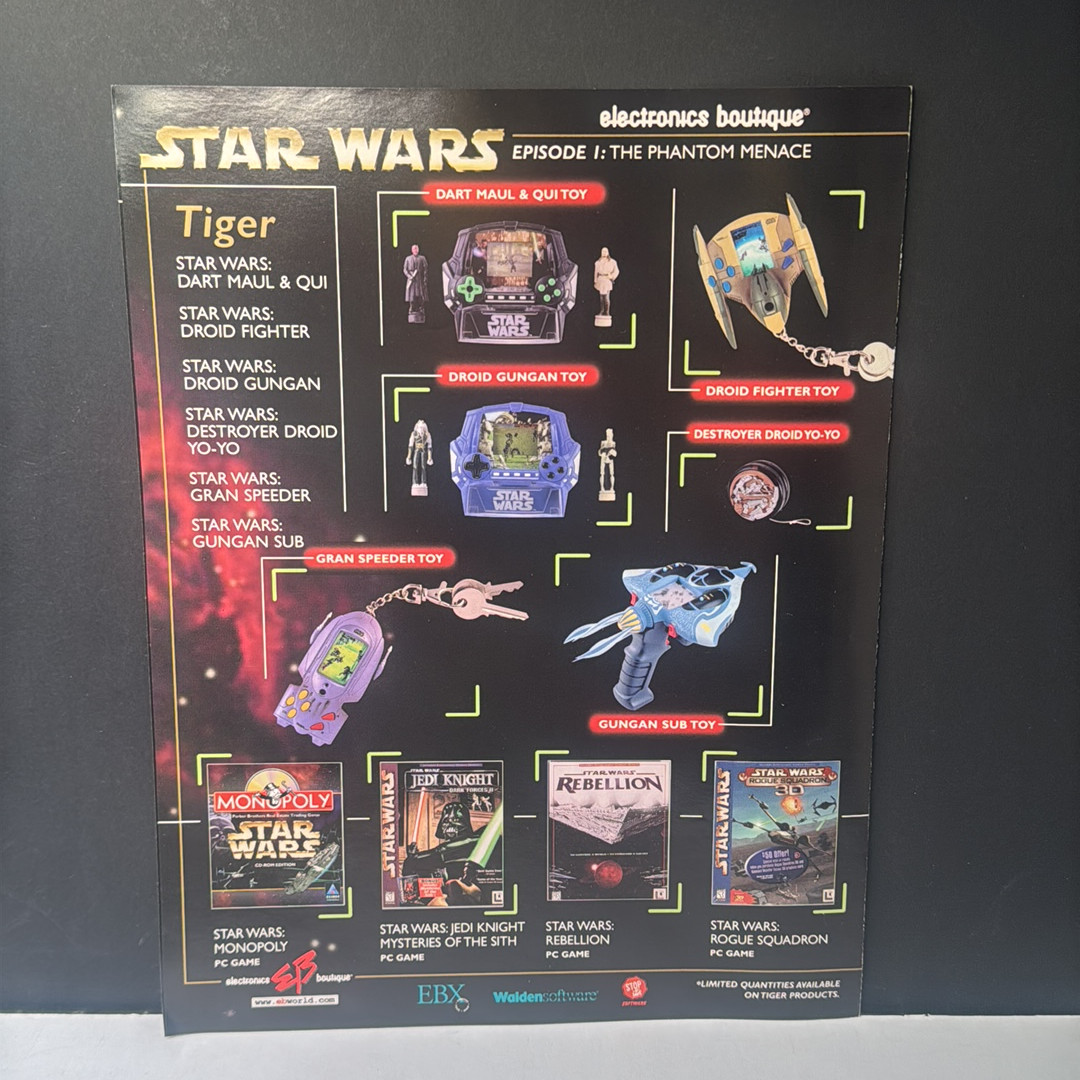 1999 Electronics Boutique Star Wars Phantom Menace Promo Poster 17×11