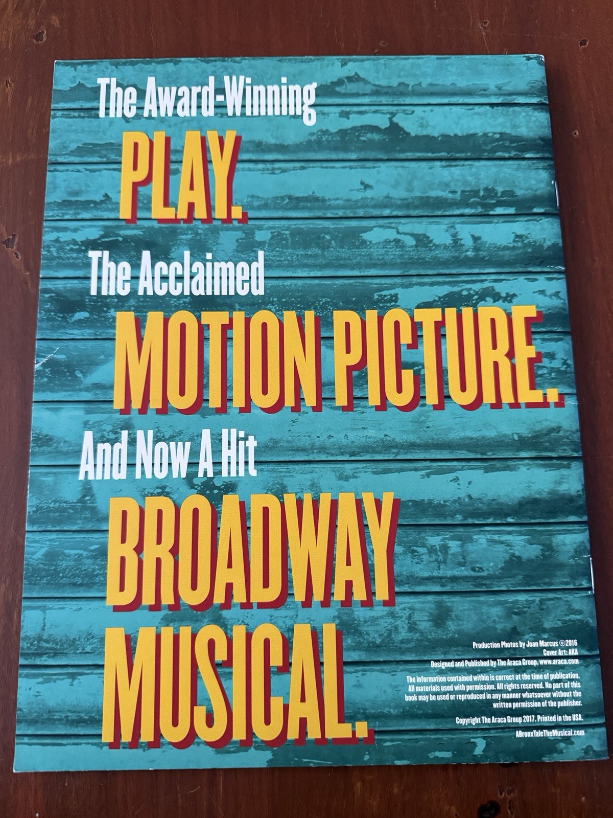 A Bronx Tale OBC Program Signed By OBC Chaz Palminteri Ariana DeBose
