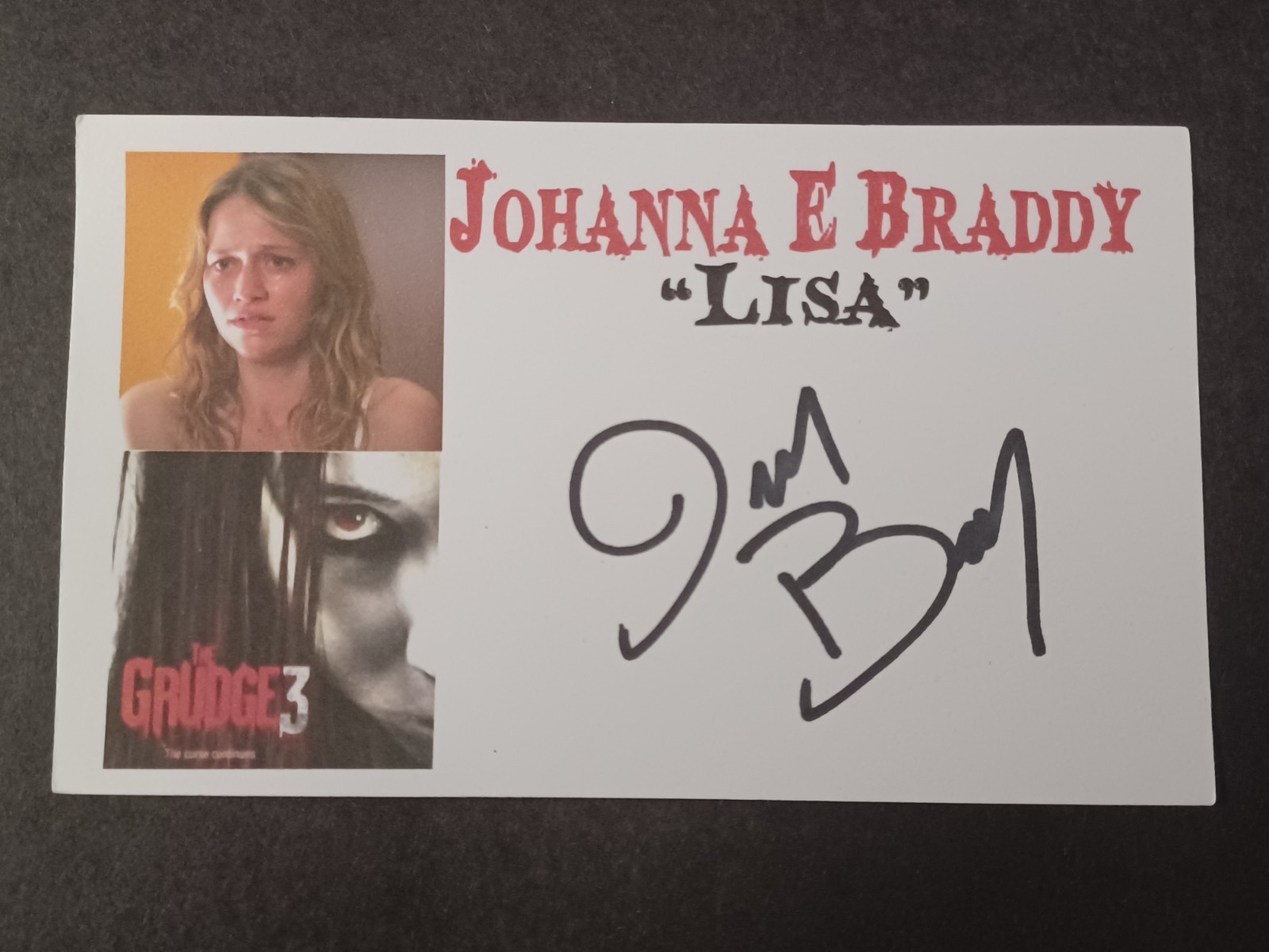 Johanna Braddy Signed Index Card – The Grudge 3