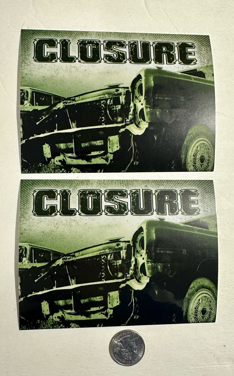CLOSURE Look Out Below 2 PROMO STICKERS cd/lp Afterglow,Whatever Made You TVT