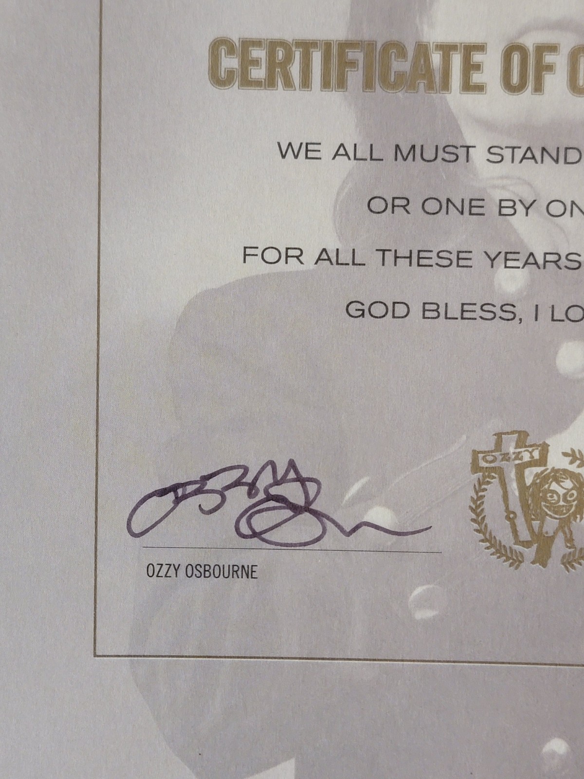 Ozzy Osbourne Signed Certificate 1333 – From See You On The Other Side 2019 Box
