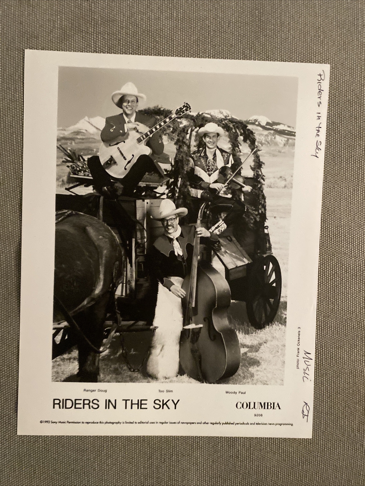 Riders In The Sky Press Photo 8×10”. Ranger Doug, Woody Paul, Too Slim. See Info