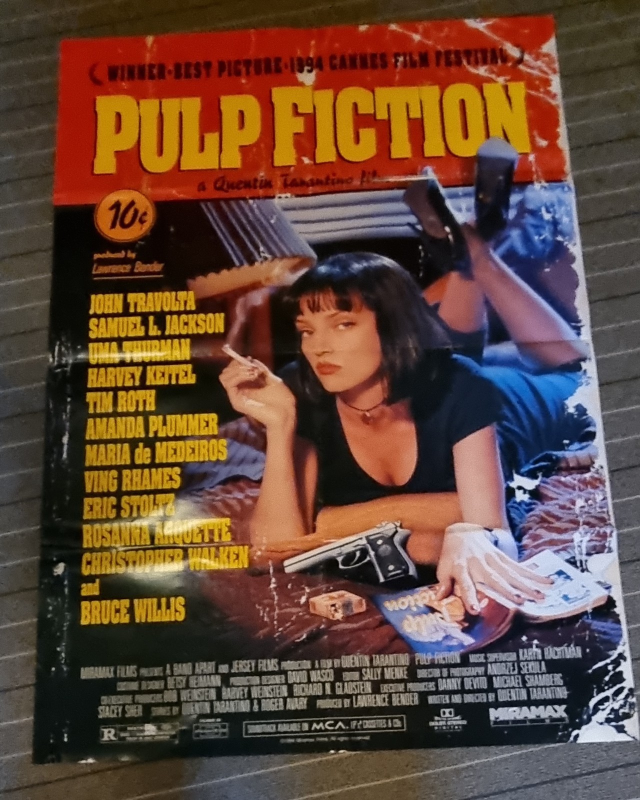 Pulp Fiction 1994 Original movie poster, foldet and used P3