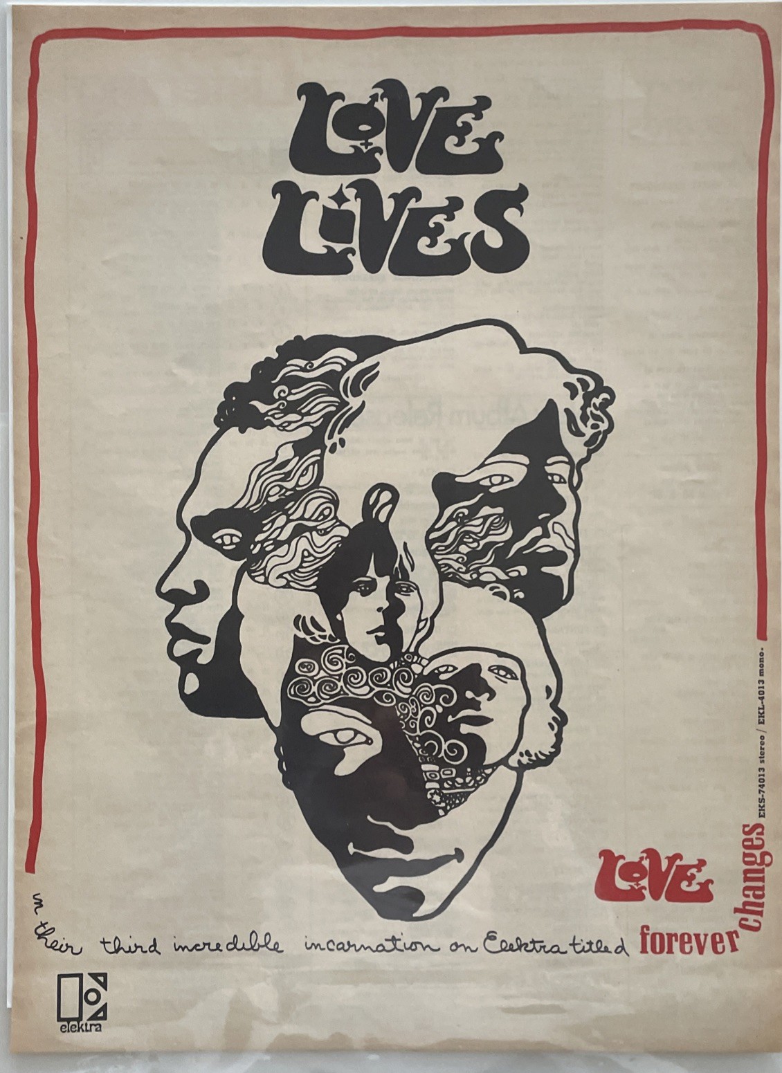 1967 LoVe Arthur Lee, FOREVER CHANGES, Elektra Record Promo Ad