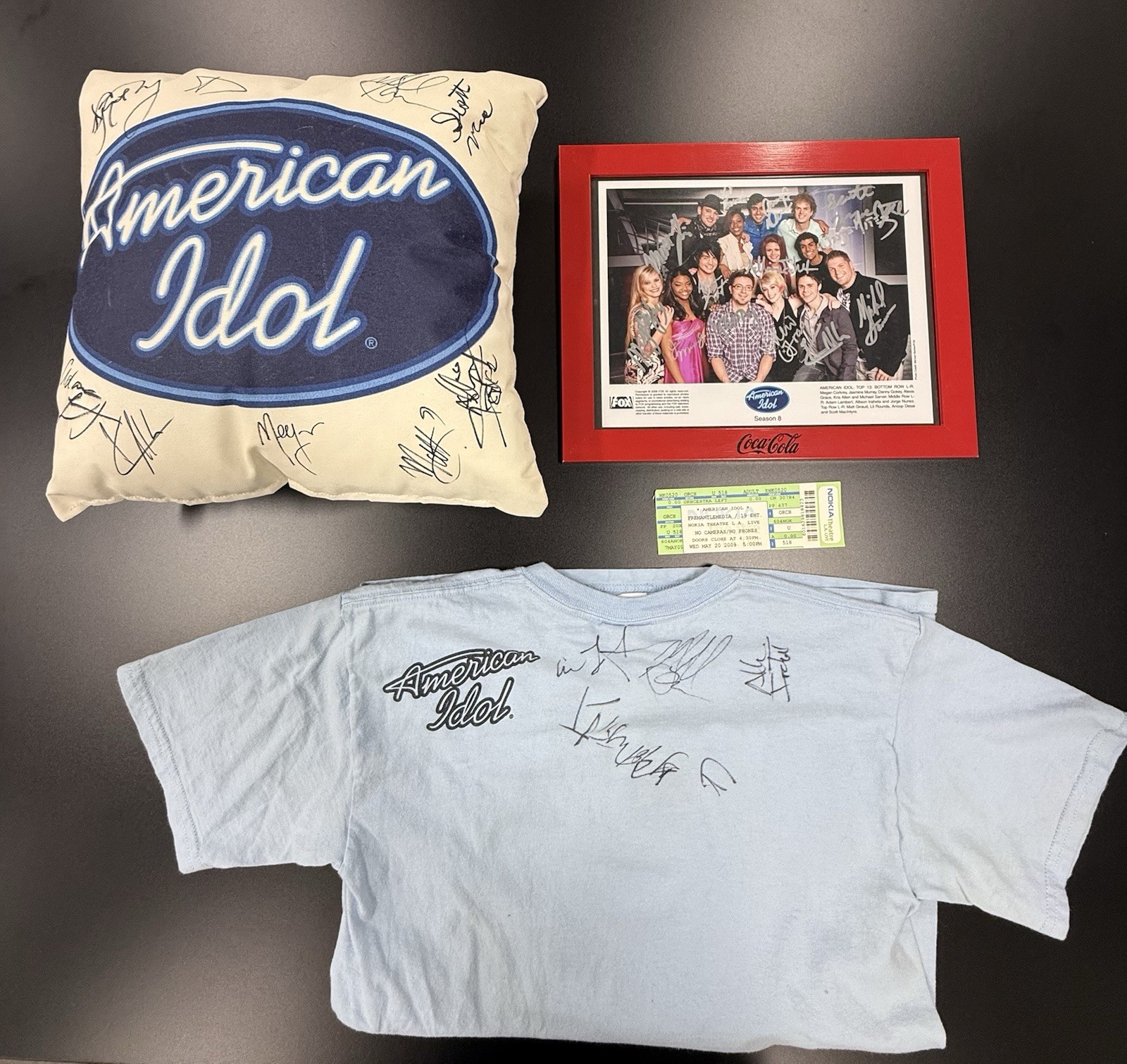 Season 8 American Idol Signed Bundle- Pillow, Shirt And Photo