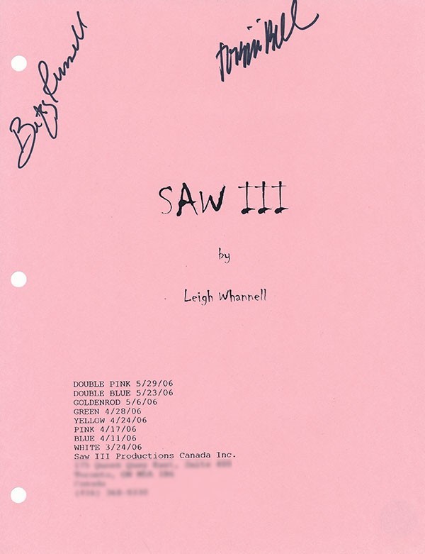 Tobin Bell Autographed SAW Movie Prop Script Cover Signed photo PSA Beckett COA