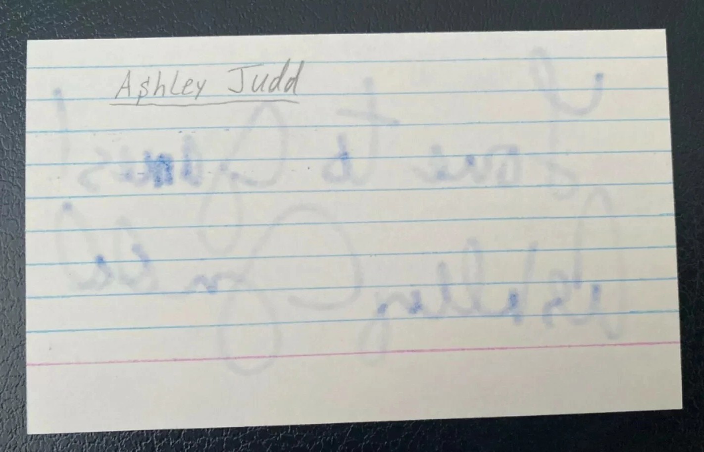 ASHLEY JUDD – RUBY IN PARADISE – Signed 3×5 Index Card W/PROOF