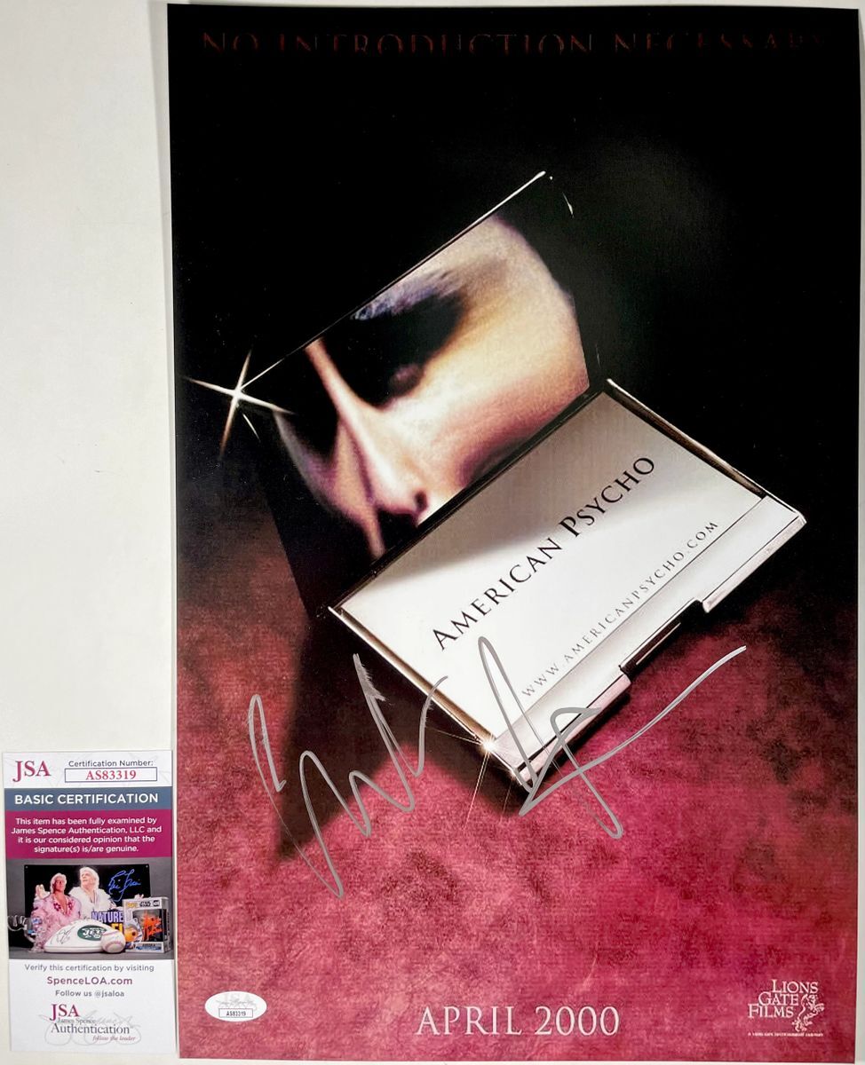 Christian Bale Signed American Psycho 11×17 Movie Poster C Autograph JSA COA