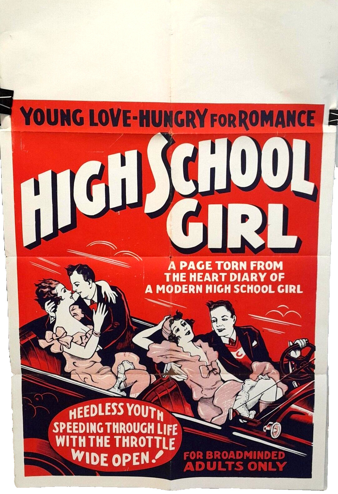 1934 High School Girl Original Movie Poster 28×42 Roadshow Cult Adult R1930s