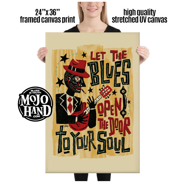Huge Blues framed Canvas print – Door to your soul – 24″x 36″ and ready to hang