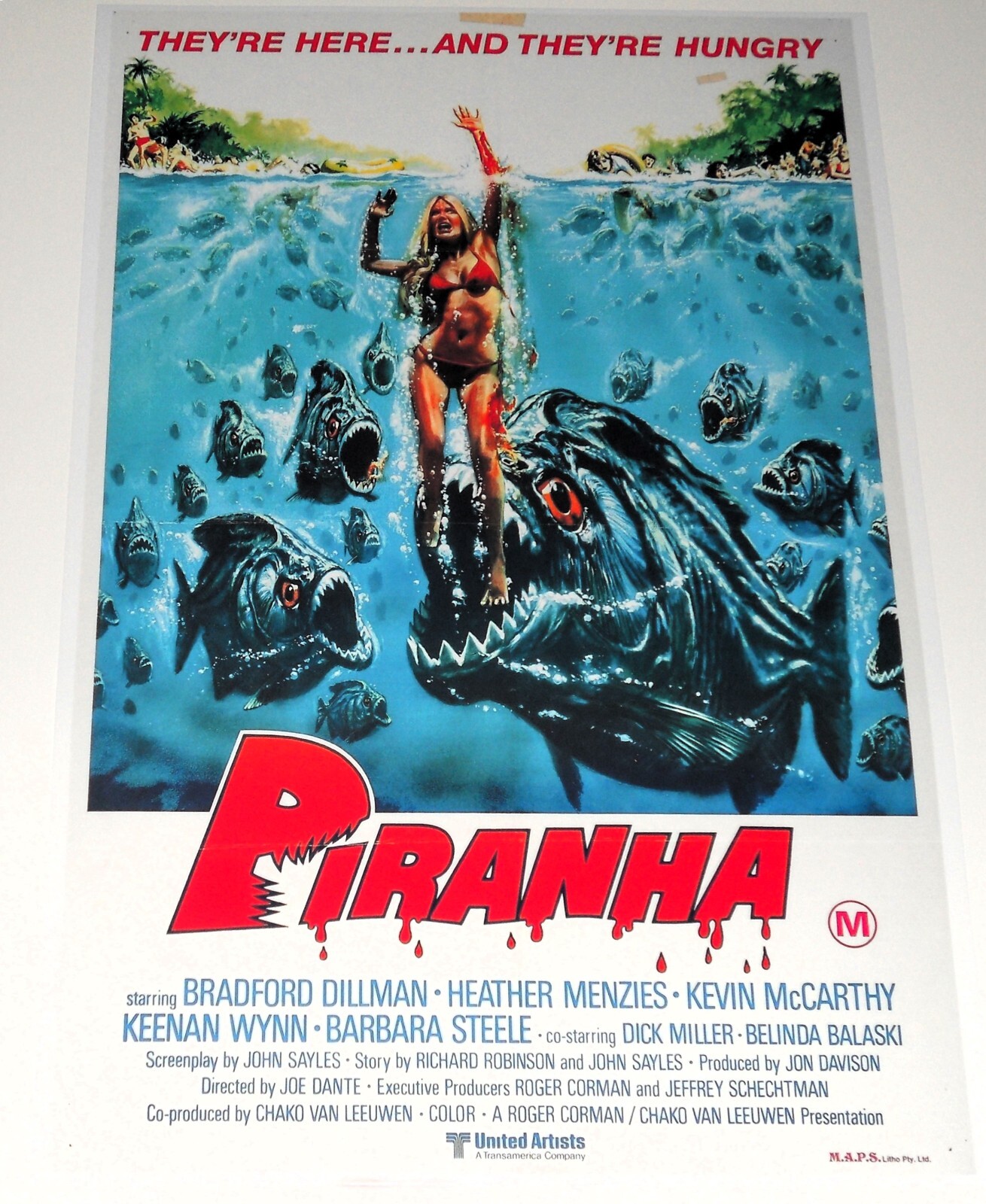 Piranha 1978 USA Cult Horror Poster 19″x13″ Joe Dante Roger Corman (Jaws Copy)