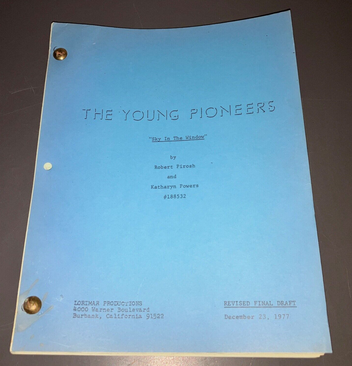 YOUNG PIONEERS (12/23/77) Robert Pirosh PILOT 108p Geen Rev. FINAL S1/E1 + COA!