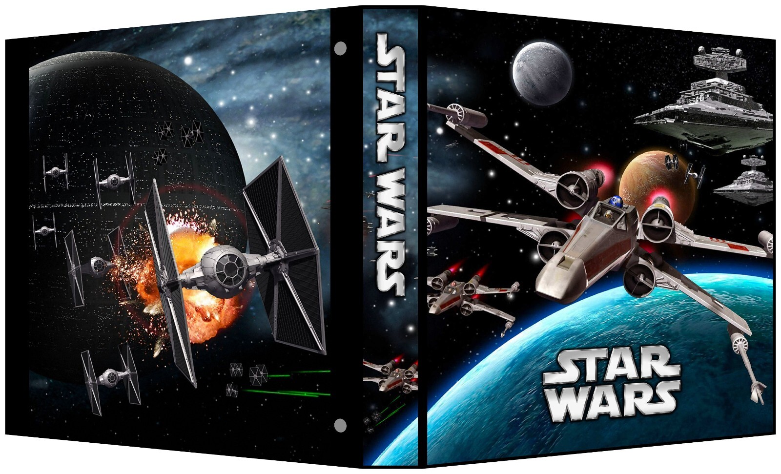 STAR WARS Custom 3-Ring Binder Photo Trading Card Album (X-Wing/Tie Fighter art)