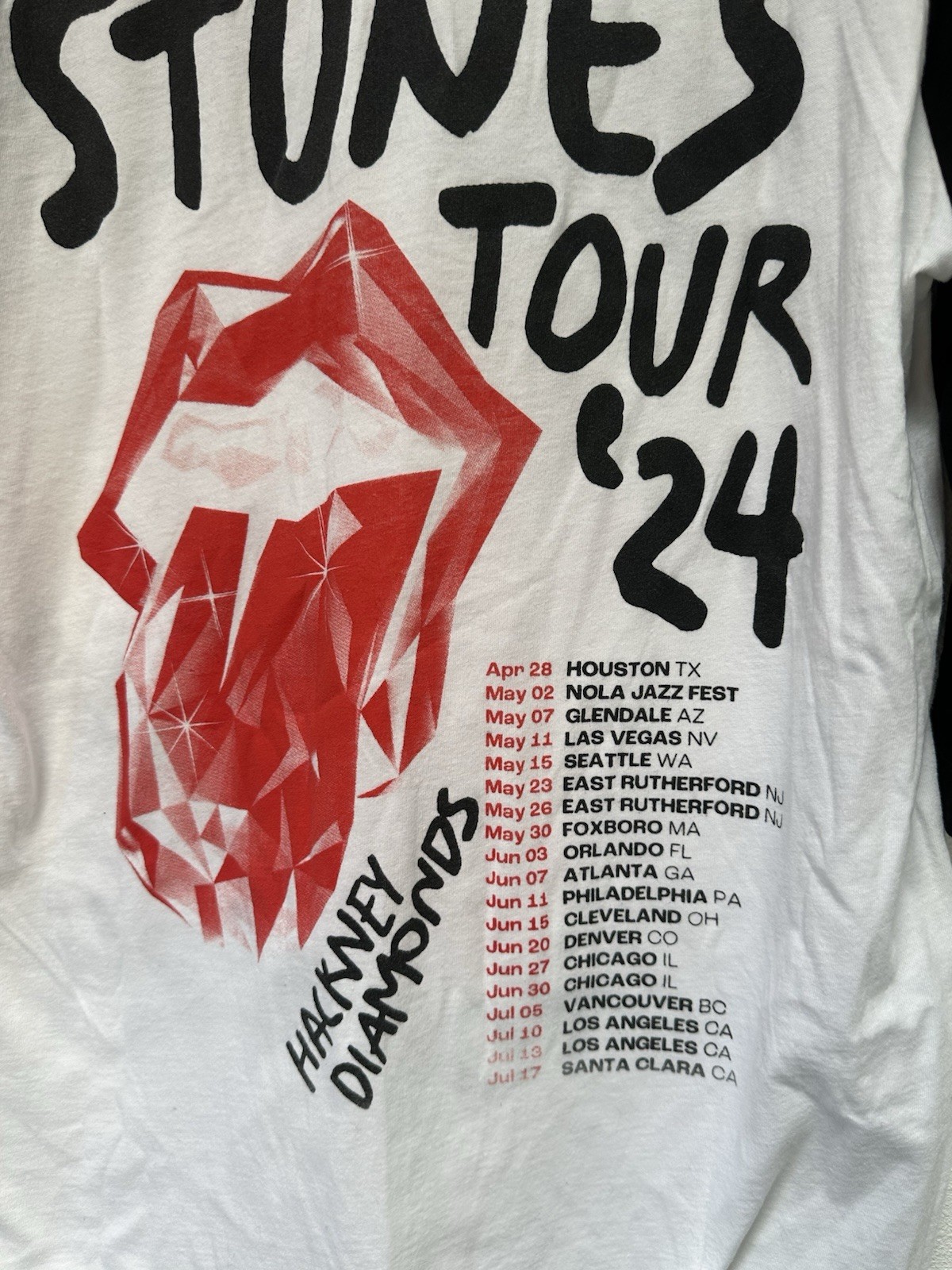 Rolling Stones Hackney Diamonds Tour ’24 White/Black Raglan 3/4 Sleeve L