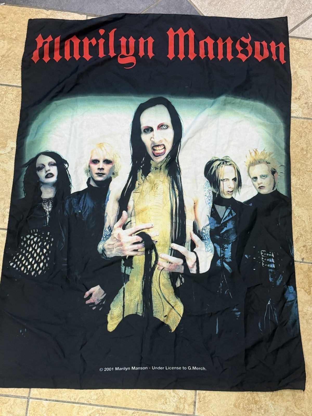 Marilyn Manson Band Members Flag Banner 2001 Cloth 40” X 30” Vintage