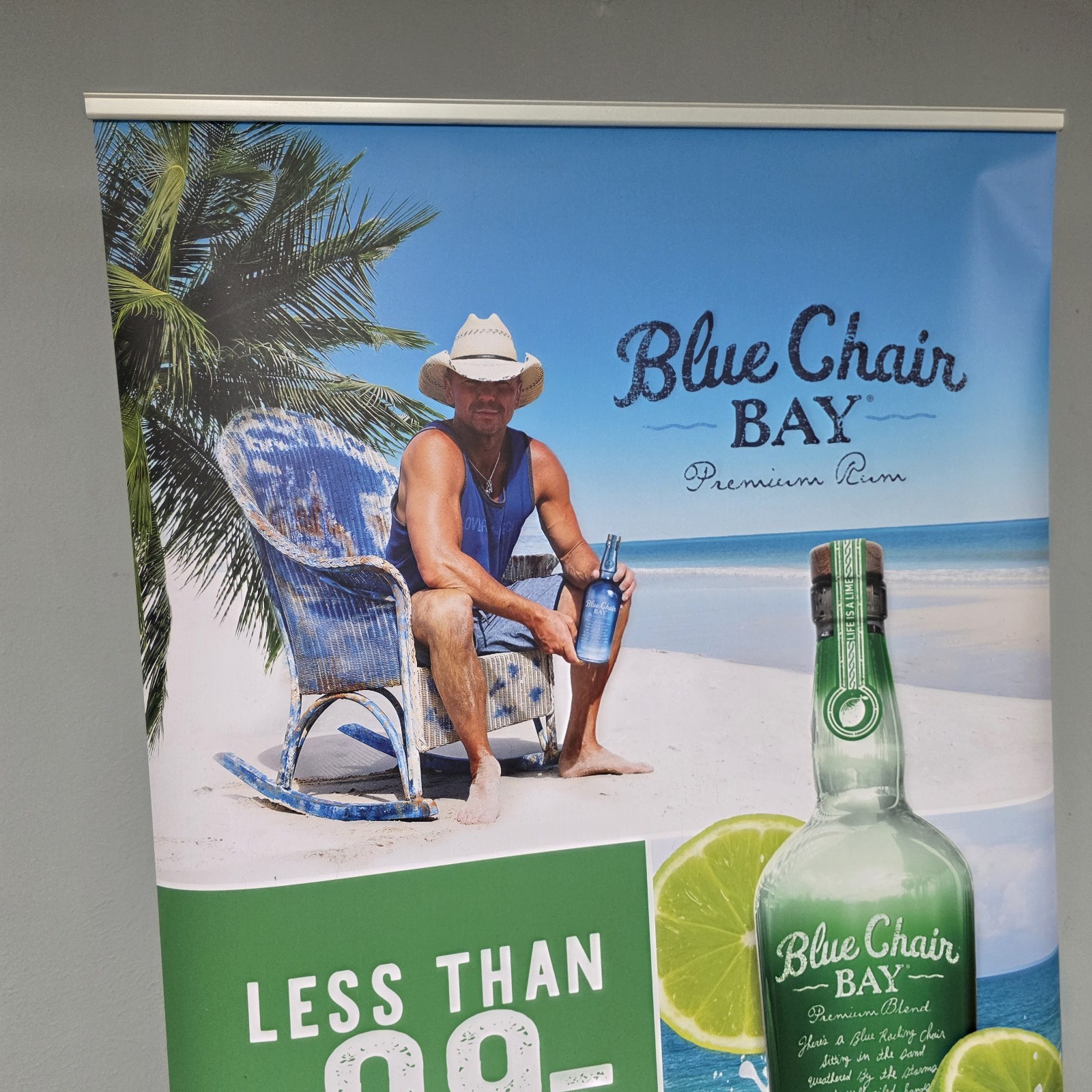 KENNY CHESNEY 7ft Retractable Vinyl Banner Display w/Carrying Case No Shoes
