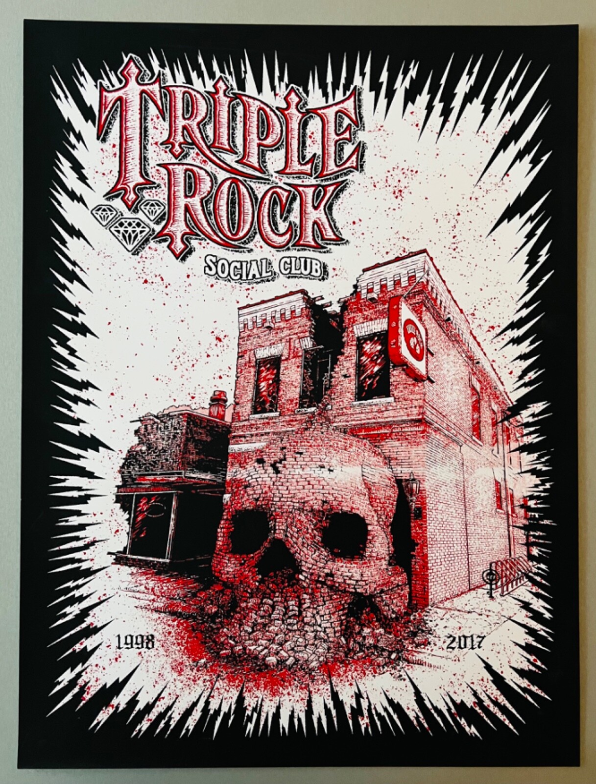 TRIPLE ROCK SOCIAL CLUB MEMORIAL POSTER – MINNEAPOLIS 1998-2017 – 24″ X 18″ NM