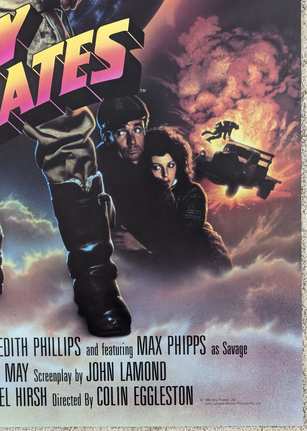 1988 Sky Pirates Home Video Movie Poster 25 1/2 X 38 Rolled 1 Sheet