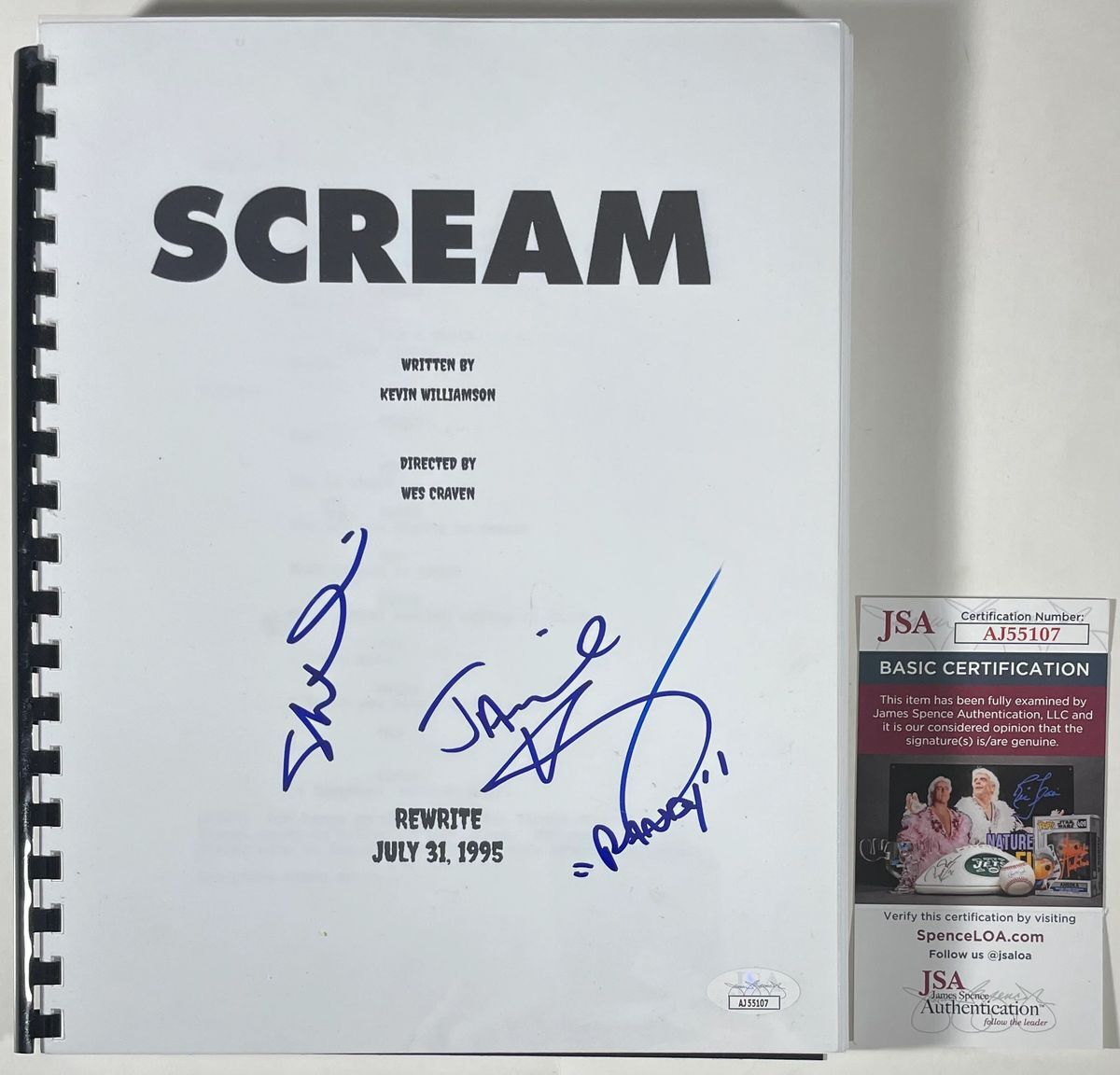 Skeet Ulrich & Jamie Kennedy Signed Scream Full Movie Script Autograph JSA COA