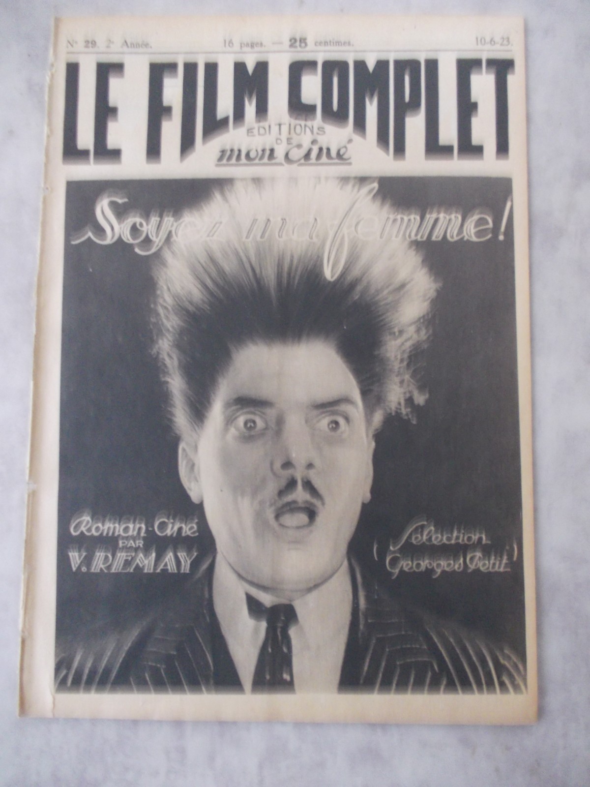 MAX LINDER BE MY WIFE 1923 FRENCH MOVIE MAGAZINE