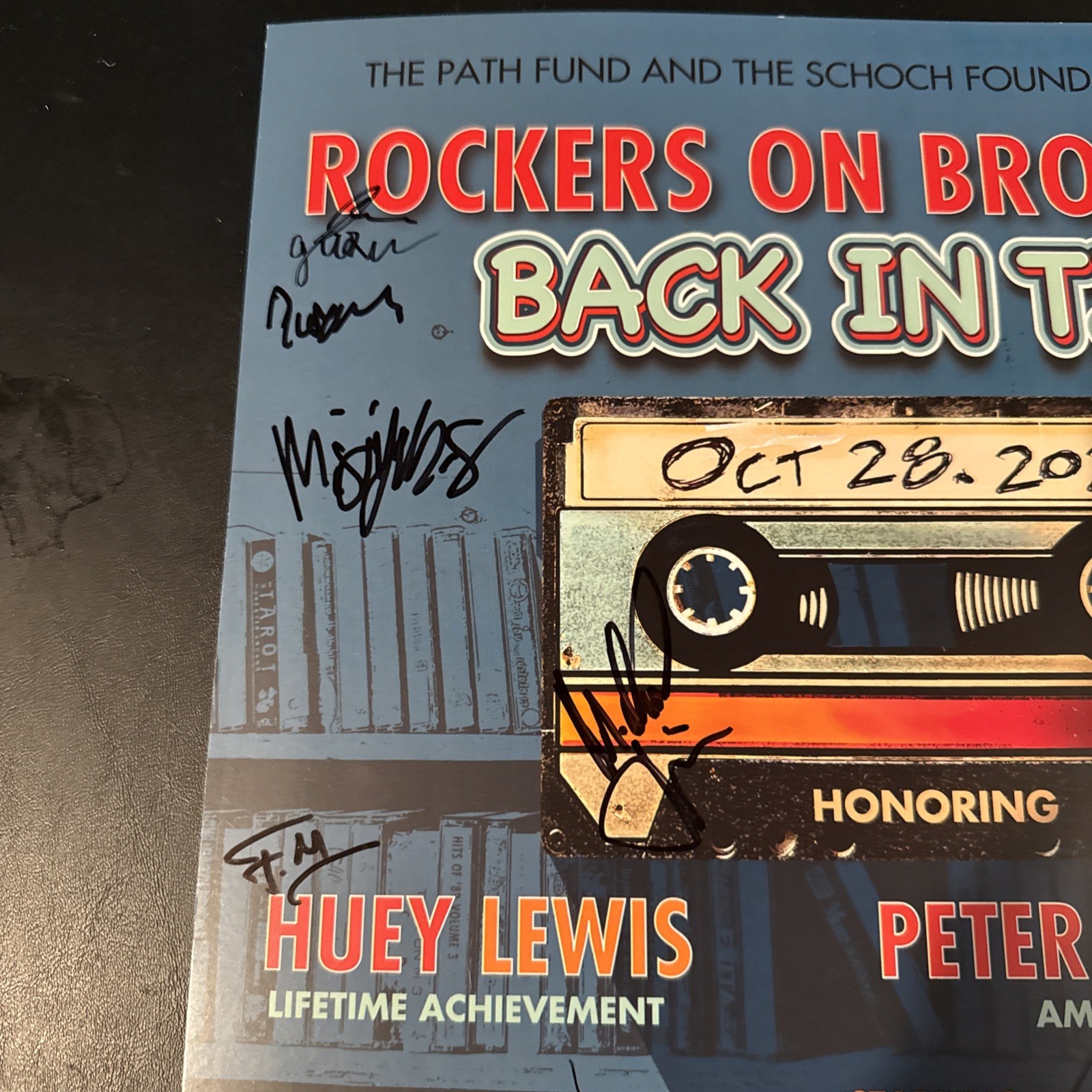 Rockers on Broadway Back in Time 2024 Cast HAND SIGNED 14×22 Window Card