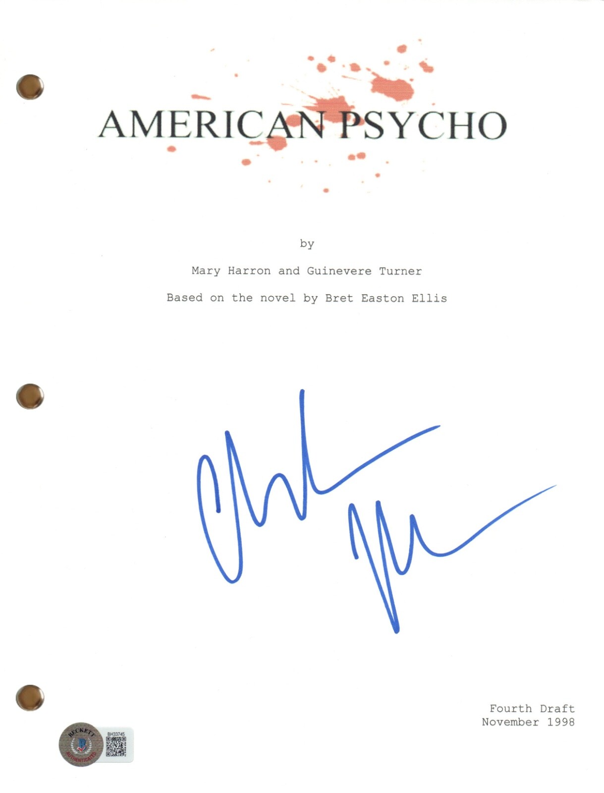 CHRISTIAN BALE Signed Autograph AMERICAN PSYCHO Movie Script Screenplay BAS COA
