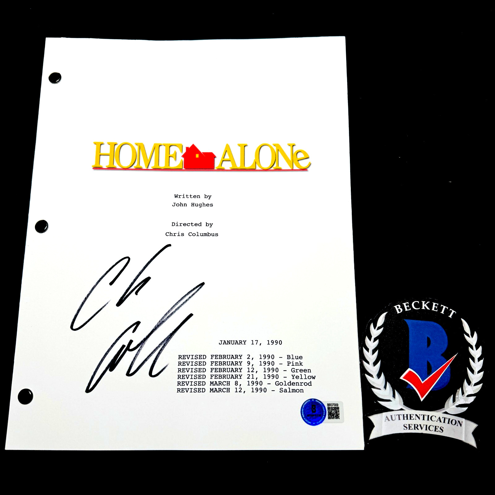 CHRIS COLUMBUS SIGNED HOME ALONE MOVIE SCRIPT SCREENPLAY DIRECTOR BECKETT COA