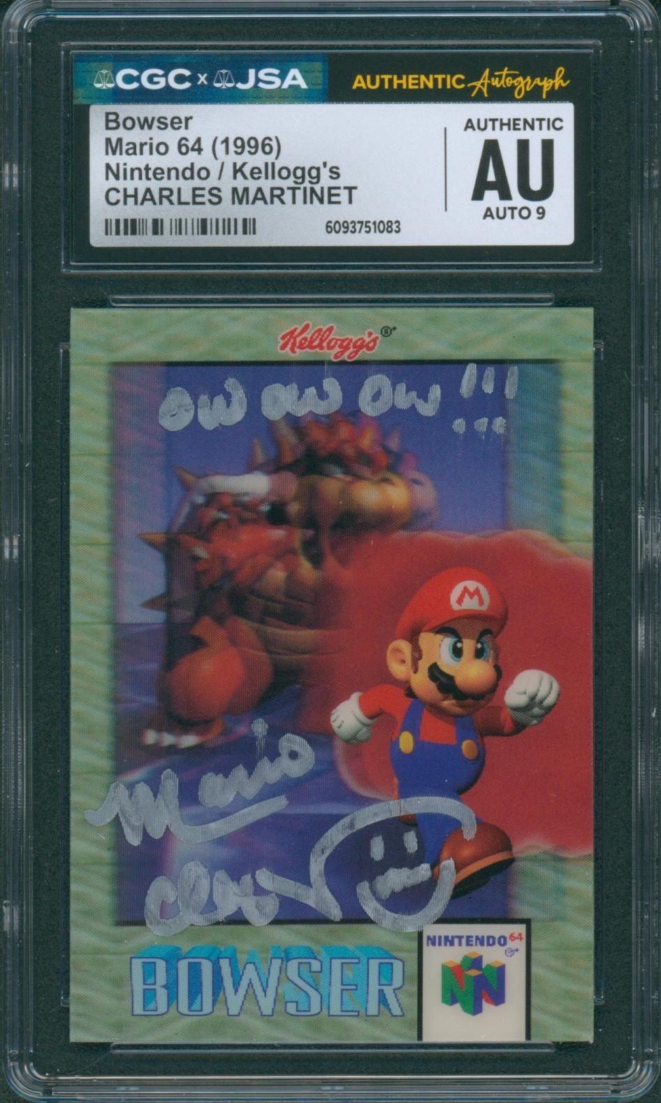 Charles Martinet Signed Lenticular Card Super Mario 64 Autograph CGC x JSA SLAB