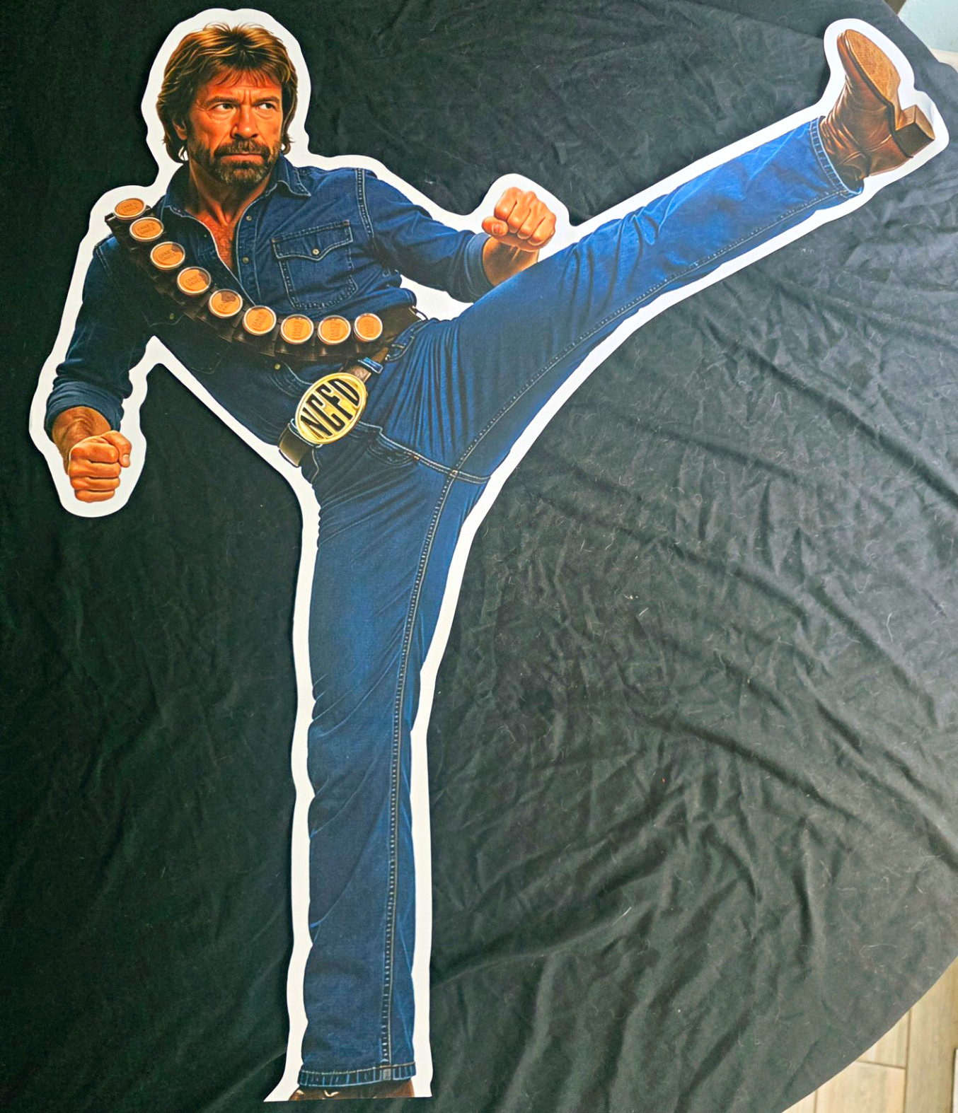 Chuck Norris Raising Cane’s Sticker/Decal, 44in Tall x 37in Wide
