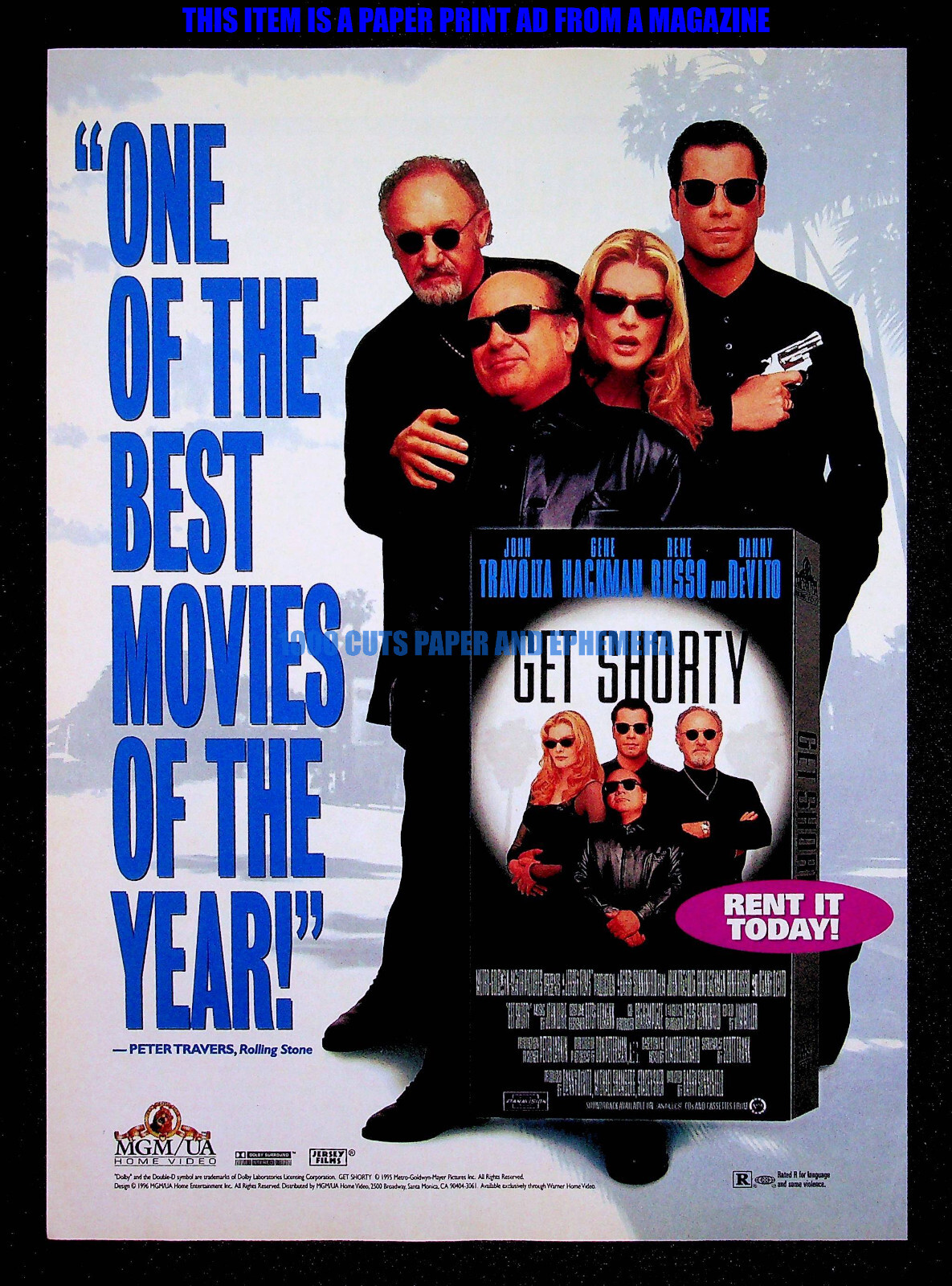 Get Shorty MGM/UA 1996 Danny DeVito Trade Print Magazine Ad Poster ADVERT