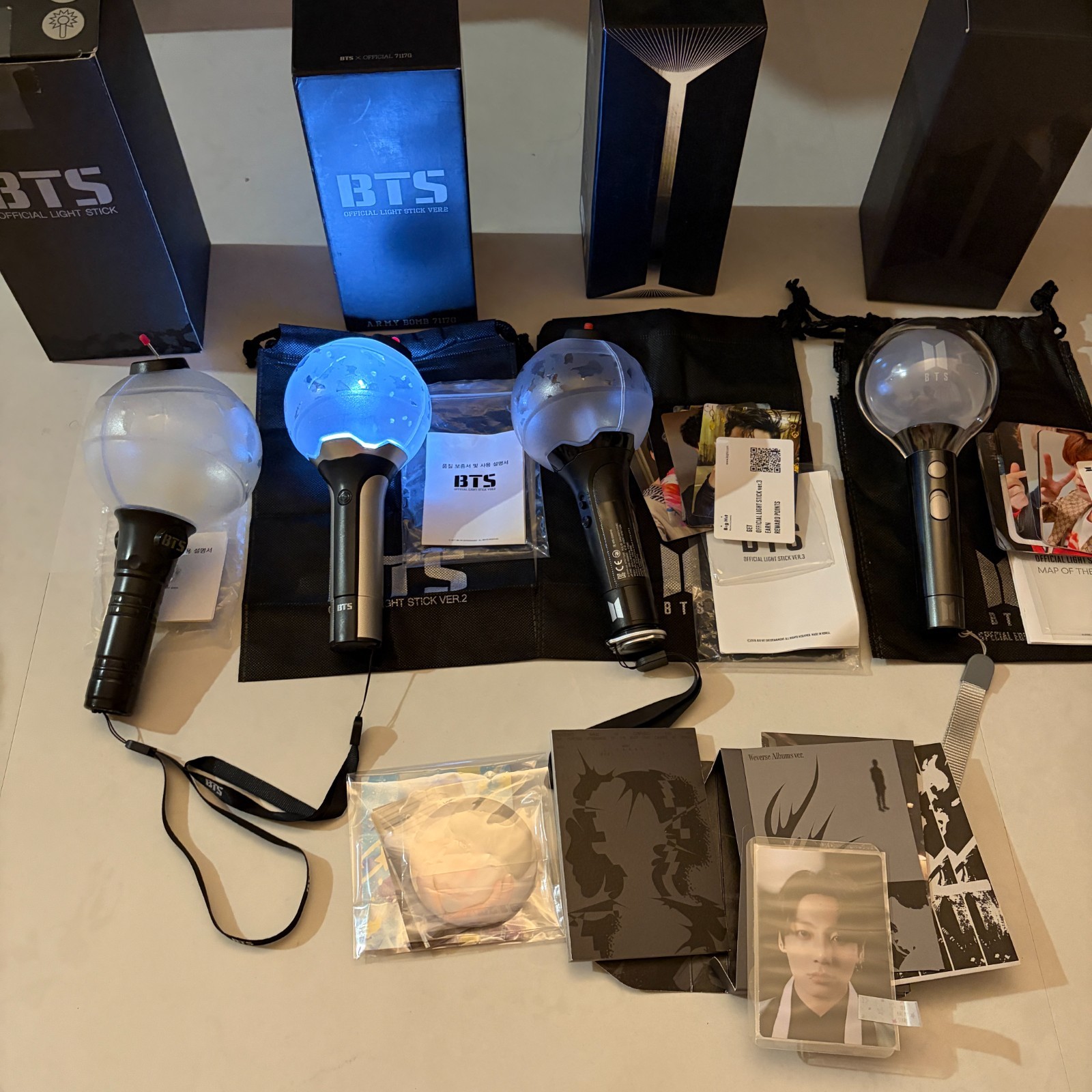 BTS Official Light Stick ARMY Bomb Ver 1, 2, 3,4(SE) Full Set + Agust.D Gift