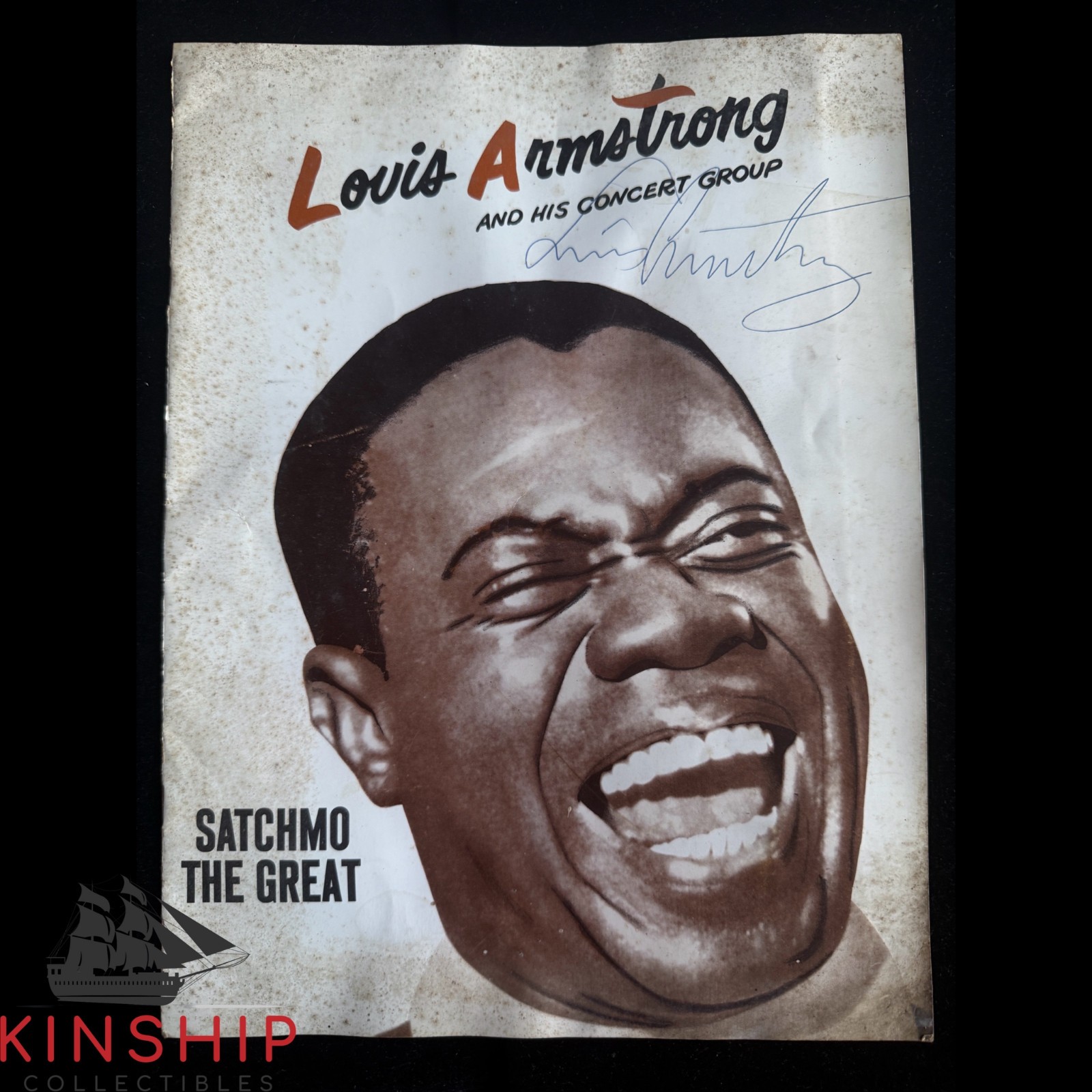 Louis Armstrong signed Concert Program JSA LOA Rare Jazz Auto Z2373
