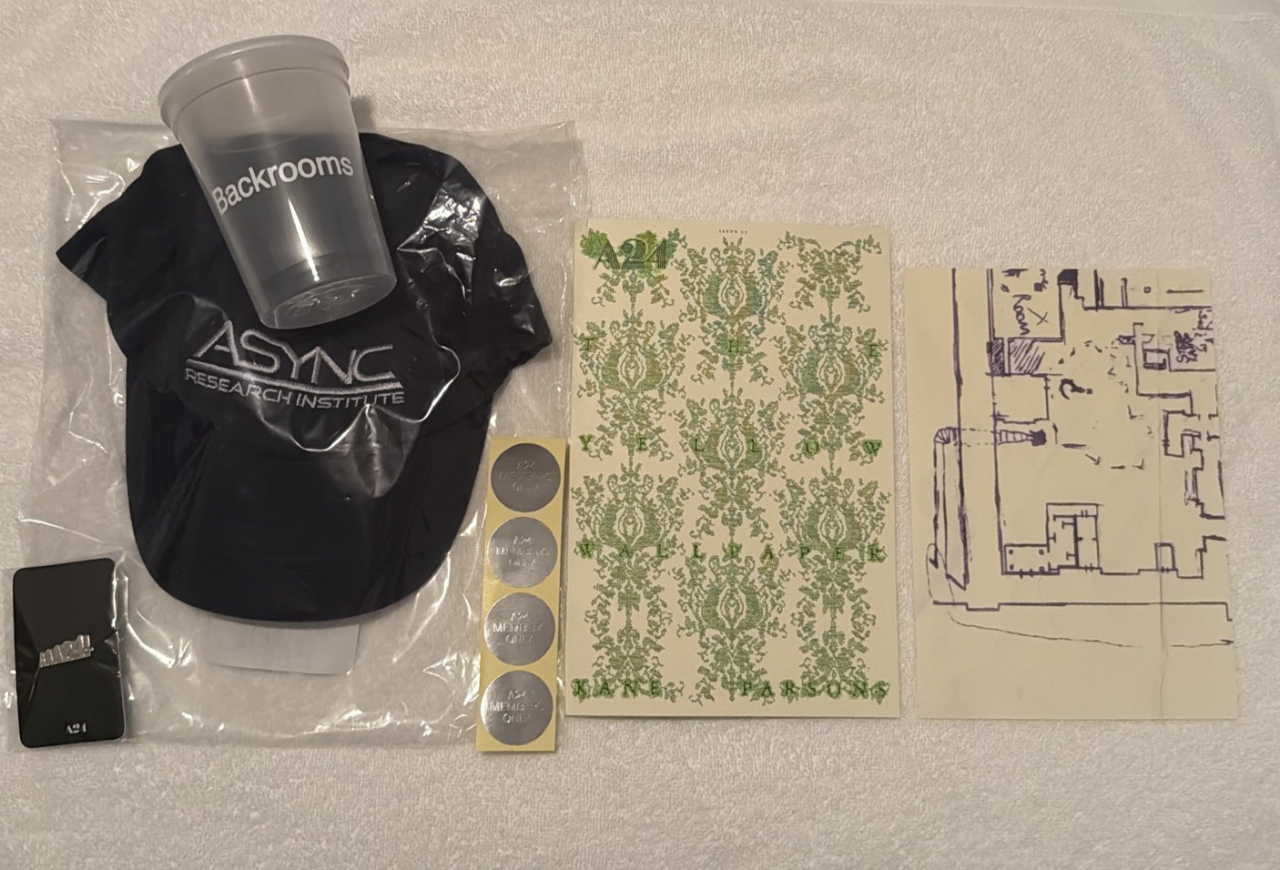 A24 Backrooms Hat, Zine Issue #33 by Kane Parsons, Map, Stickers, Pin & Rare Cup