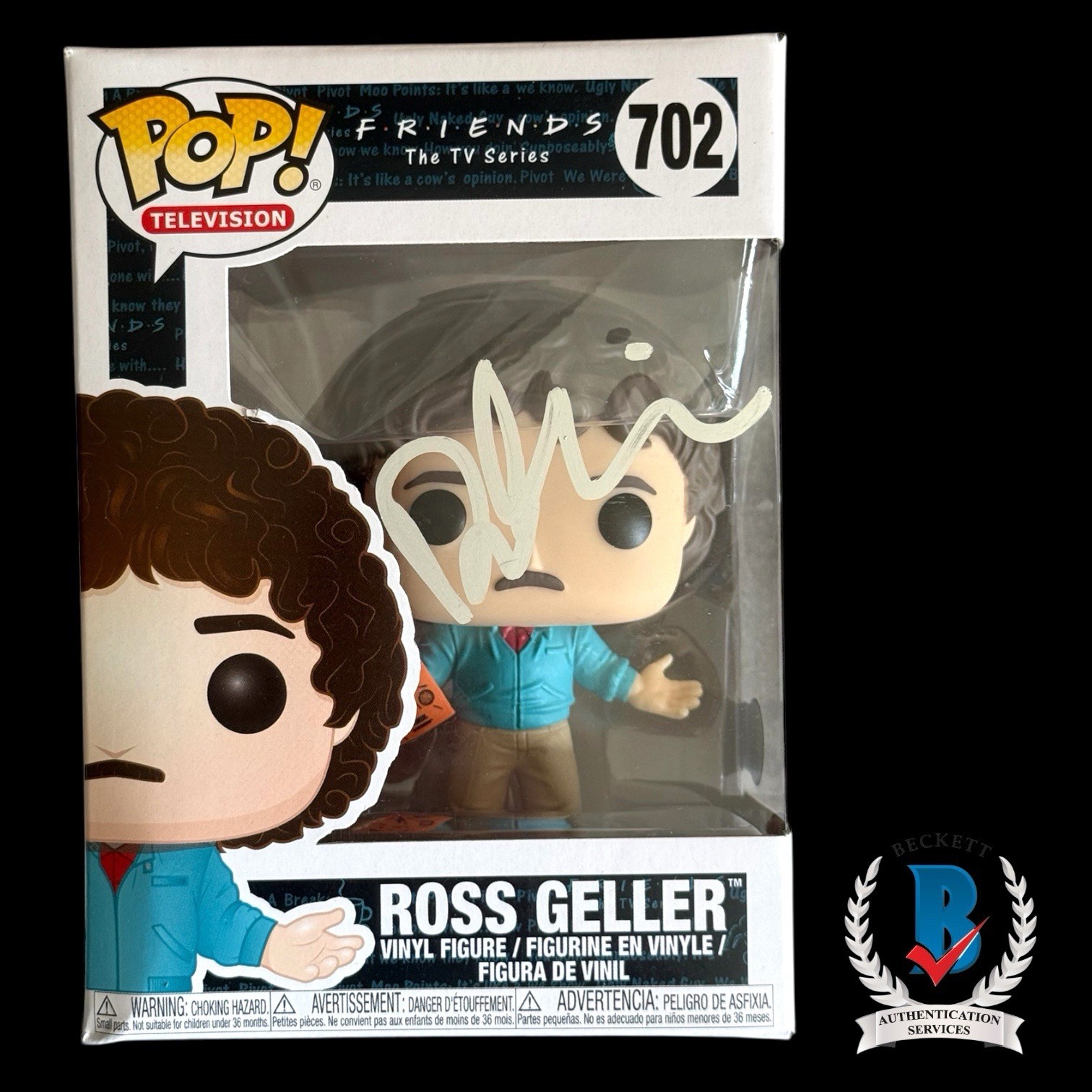 David Schwimmer Signed Ross Geller Funko Pop #702 BAS Beckett COA Friends