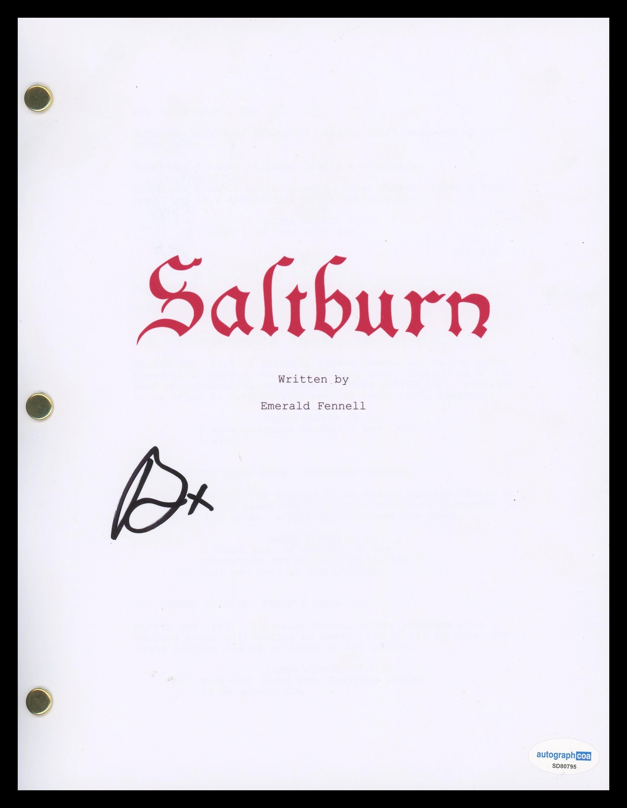 Barry Keoghan “Saltburn” AUTOGRAPH Signed ‘Oliver’ Full Script Screenplay ACOA