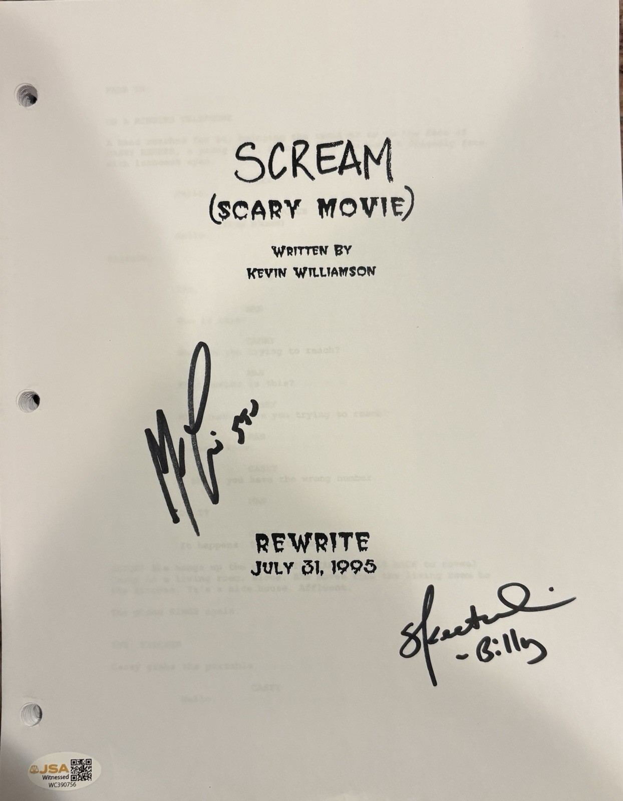 Matthew Lillard Skeet Ulrich Signed Scream Script Autograph JSA