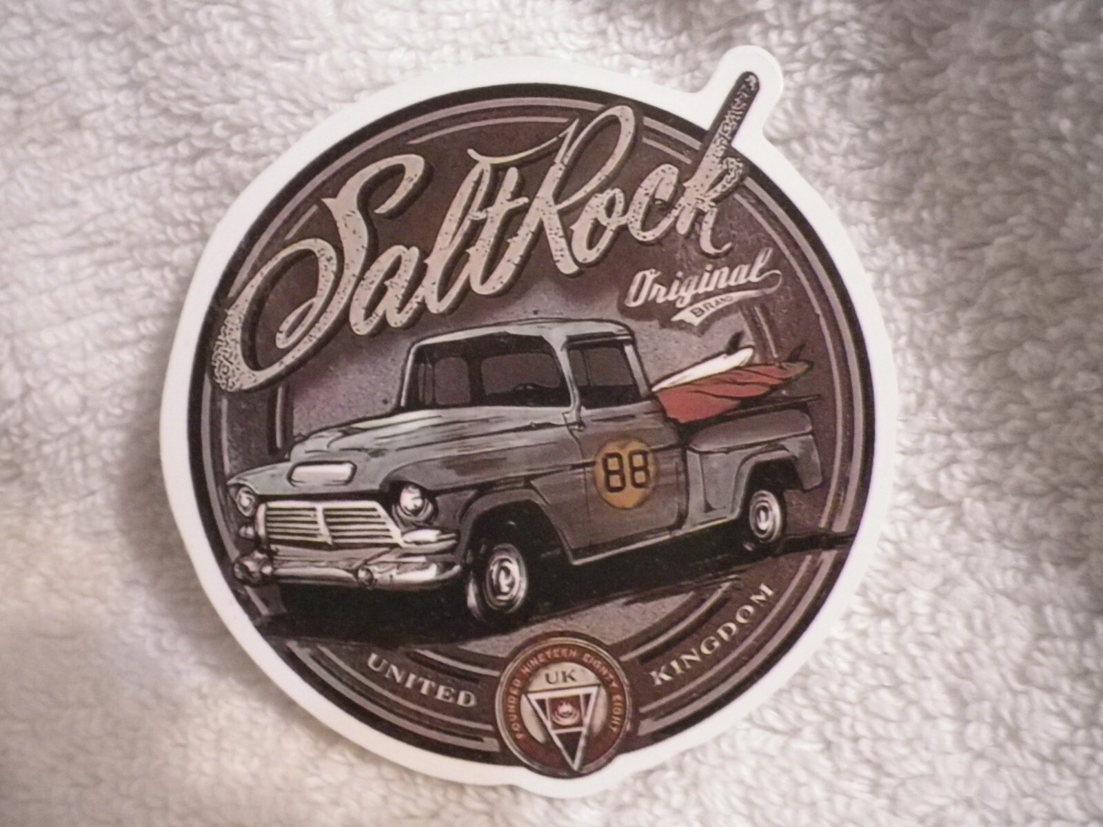 Salt Rock Original United Kingdom sticker ’55-6 Chevy step side pickup truck