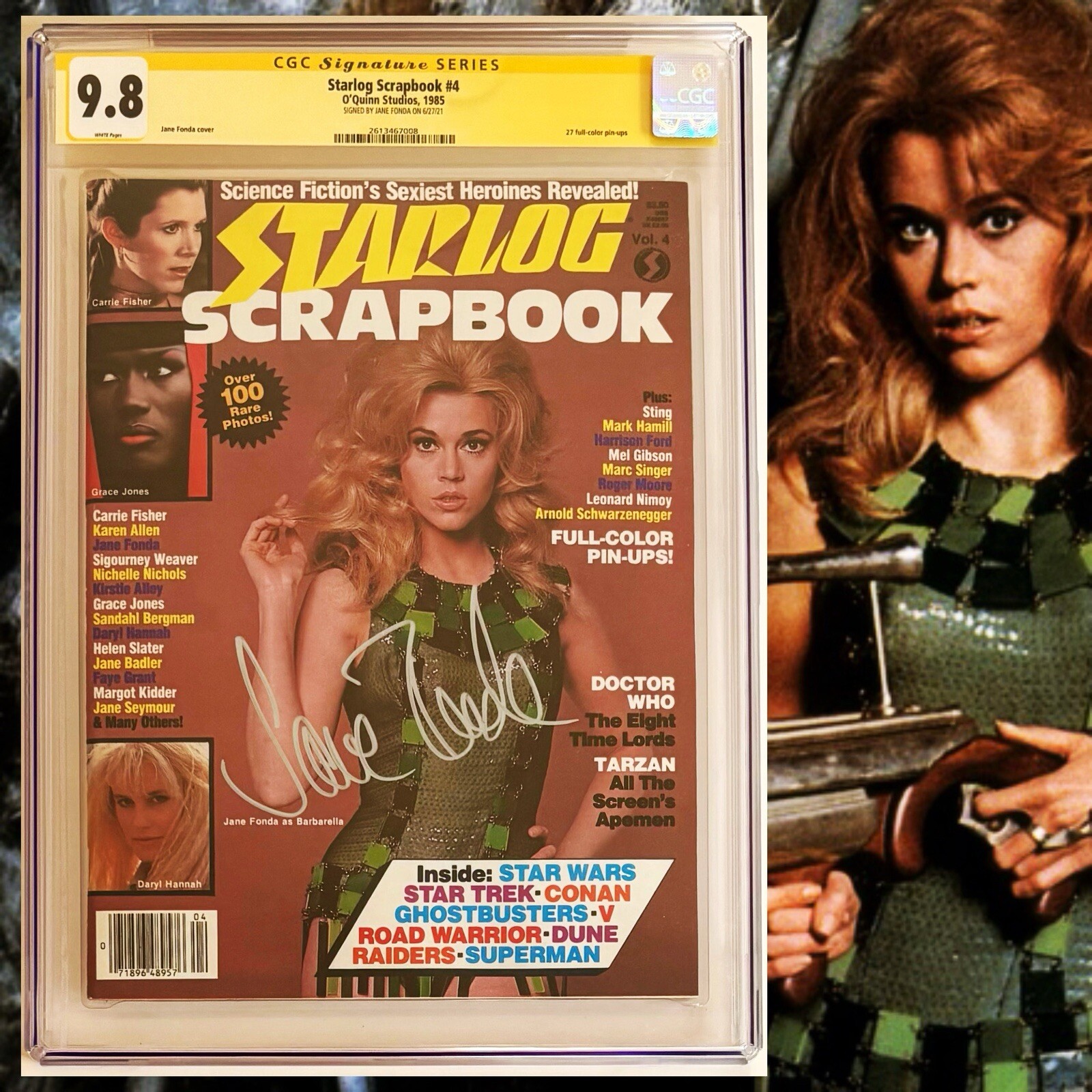 CGC 9.8 SS Starlog Scrapbook #4 signed by Jane Fonda 1985 Barbarella White Pages