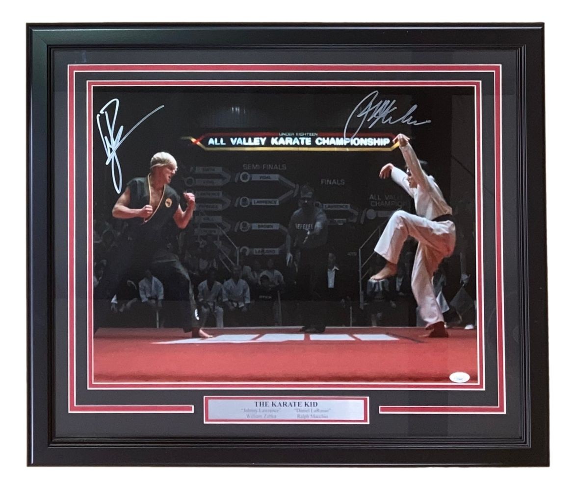 Ralph Macchio William Zabka Signed Framed 16×20 Karate Kid Face Off Photo JSA