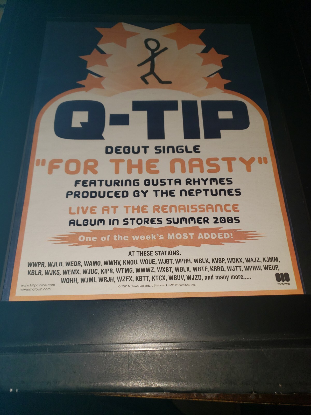 Q-Tip For The Nasty Rare Original Radio Promo Poster Ad Framed!