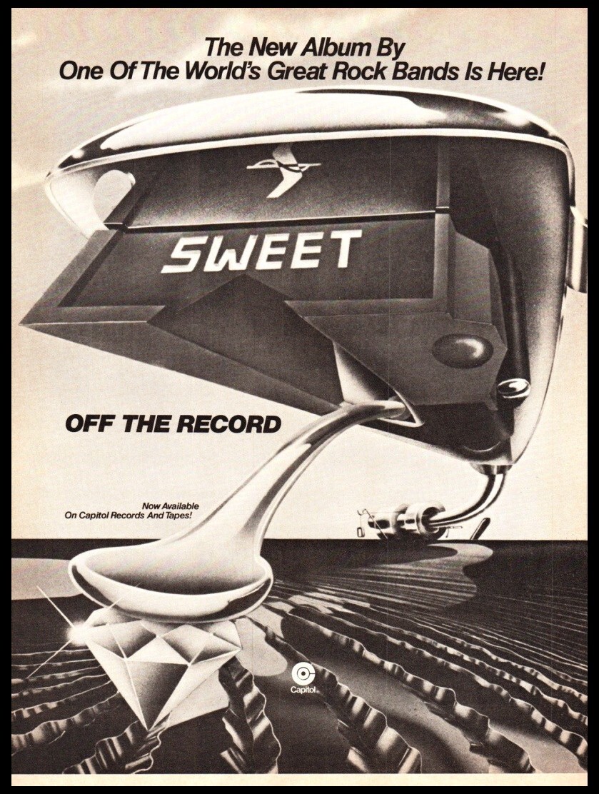 1977 Sweet- Off the Record -Print ad / mini-poster VTG 70’s Rock music décor