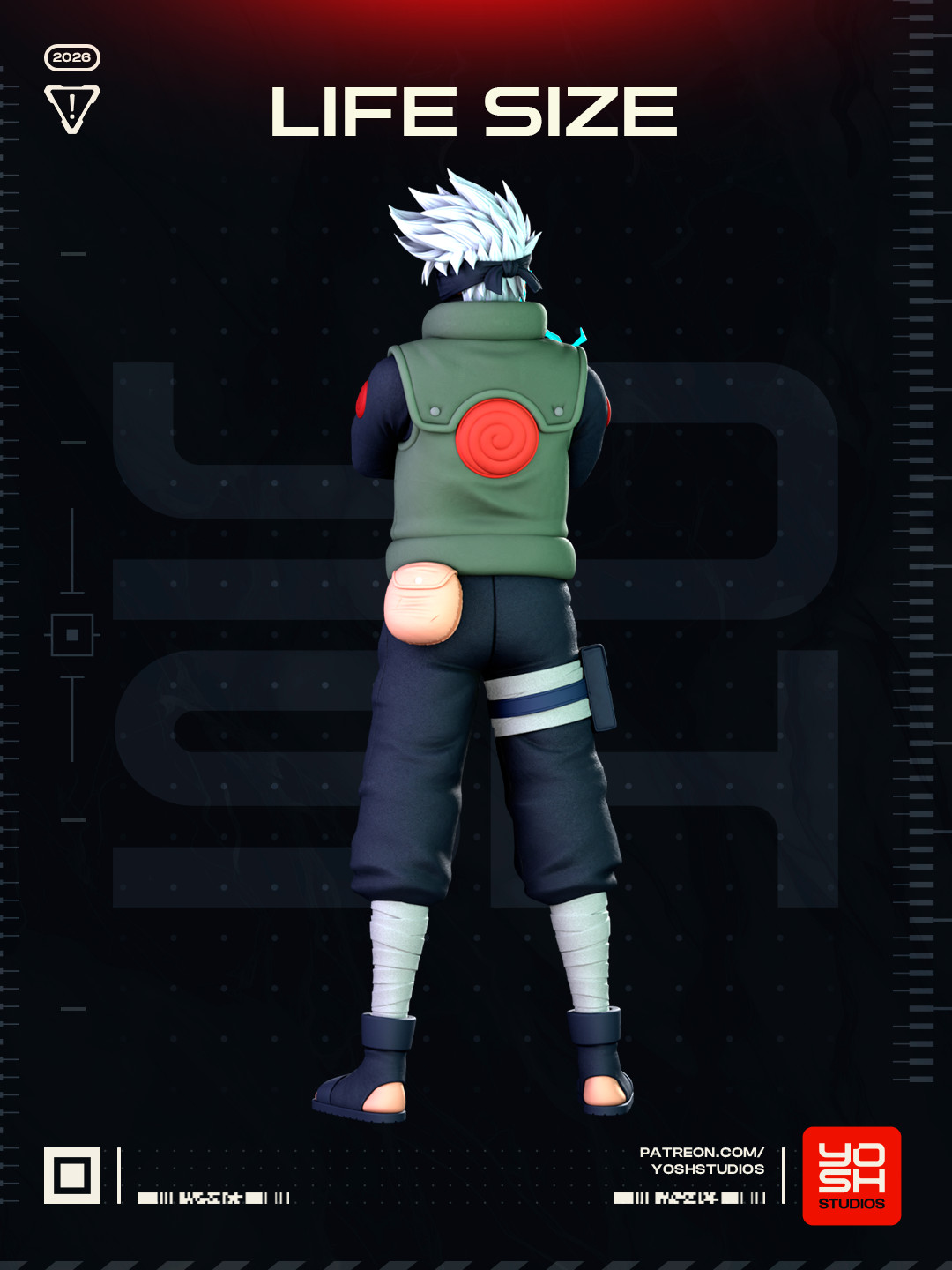 Kakashi Life Size NARUTO 5’9 Feet N Color 3D Printed Pick Your Style