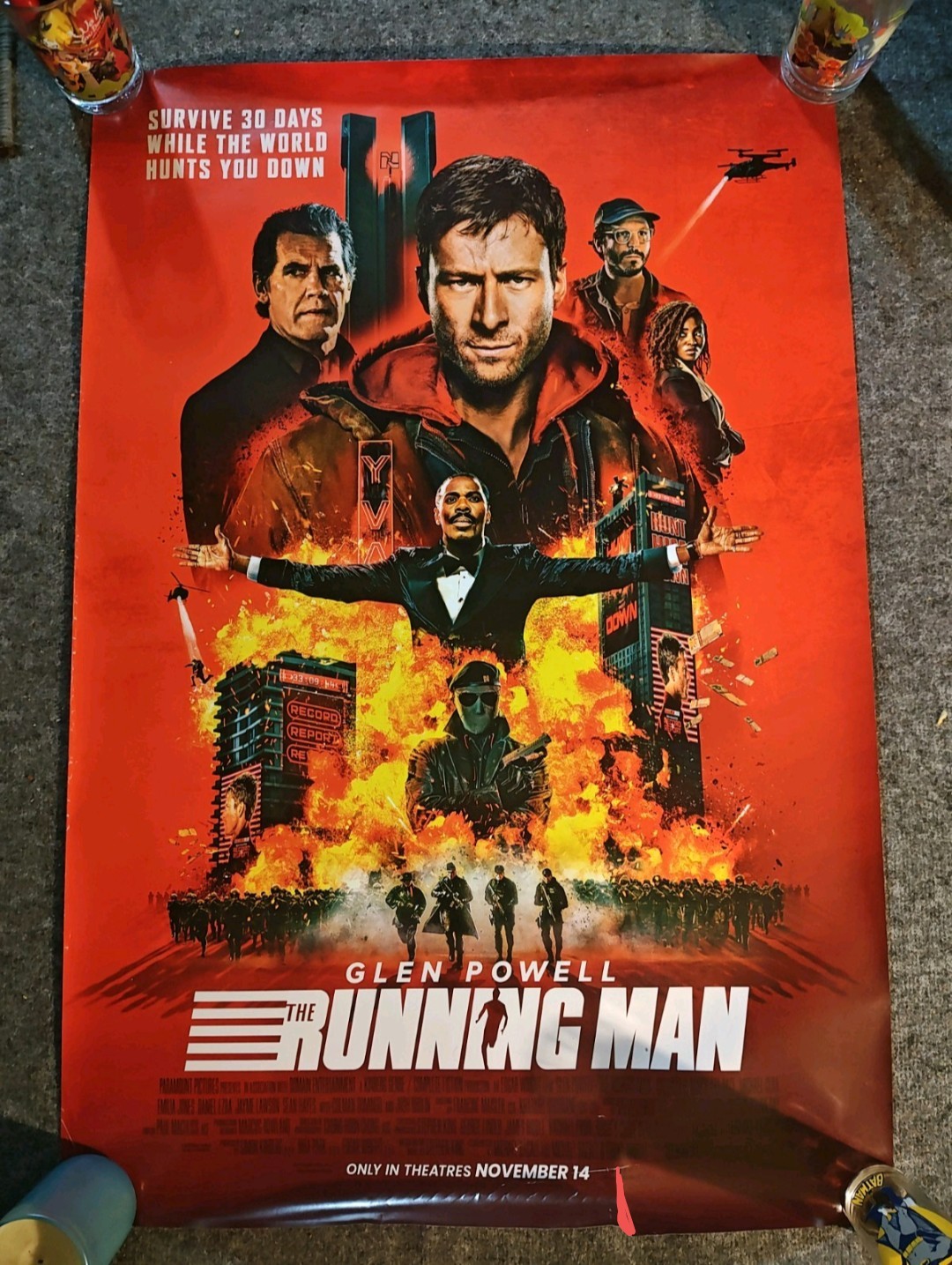 The Running Man original DS movie poster 27×40 2025 Fin Edgar Wright Glen Powell