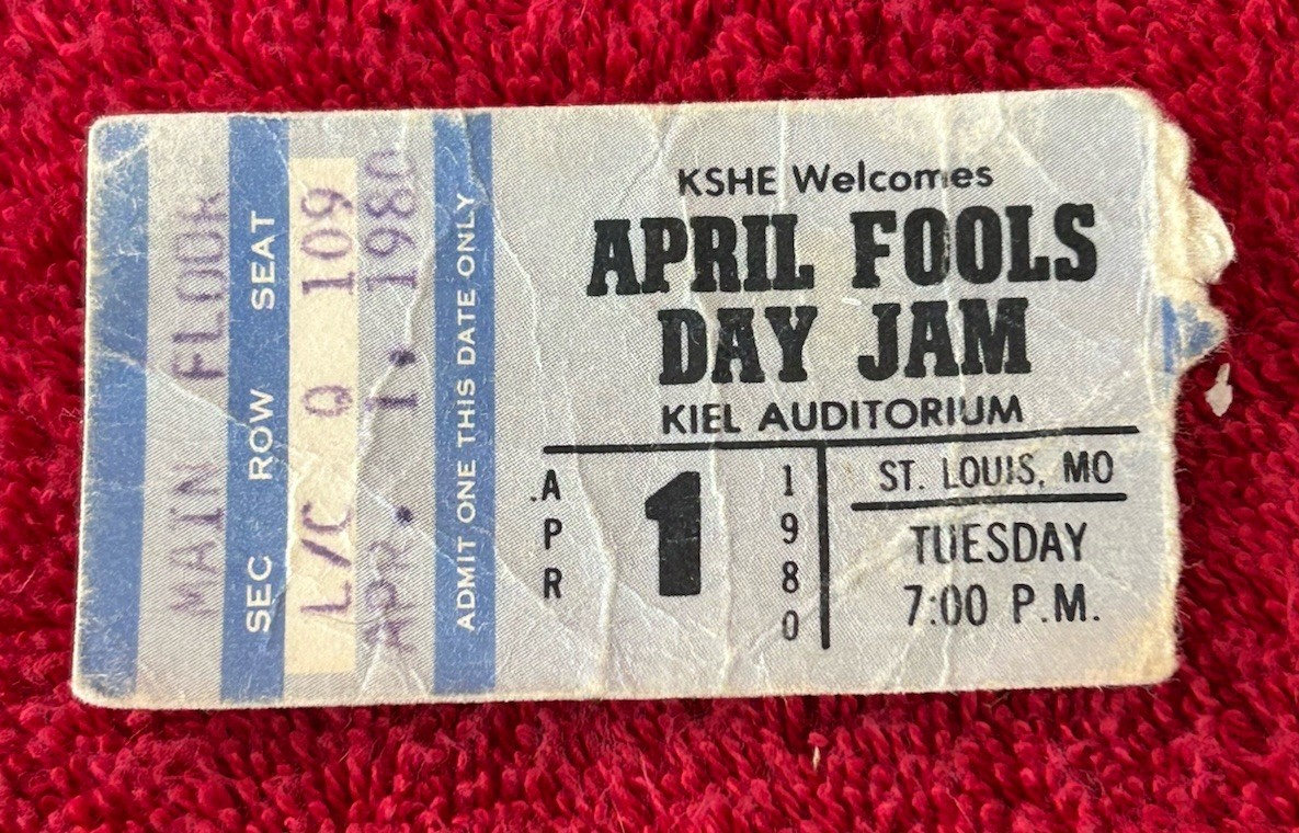 Humble Pie / Angel “KSHE April Fools Day Jam” Ticket April 1, 1980 St. Louis, Mo