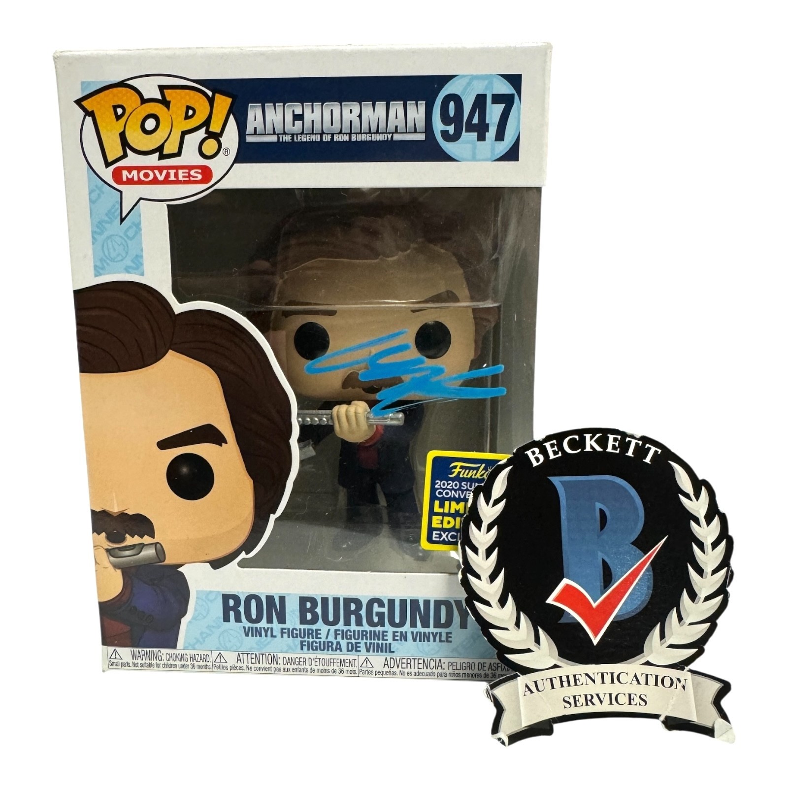 Will Ferrell Signed Autograph Anchorman Funko Pop 947 BAS Ron Burgundy