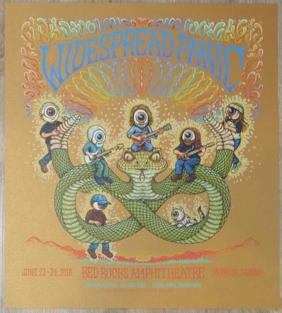 2018 Widespread Panic – Red Rocks Brown Variant Concert Poster by Marq Spusta