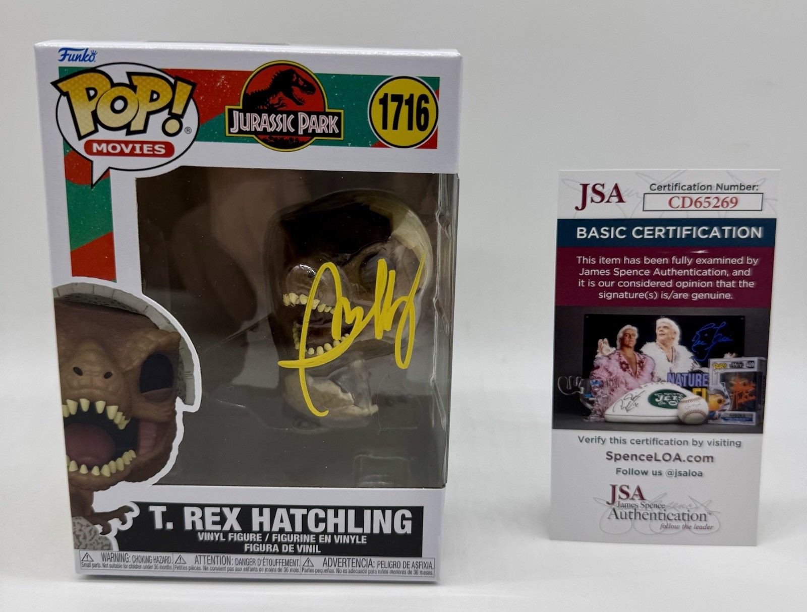 BD WONG HAND SIGNED AUTOGRAPH “JURASSIC PARK” T.REX HATCHLING FUNKO POP JSA COA