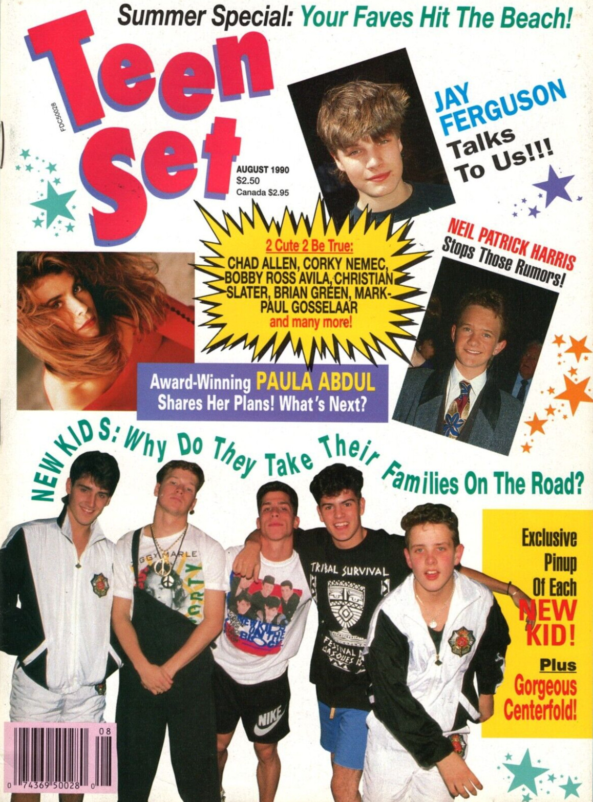 Teen Set Magazine August 1990 New Kids Block Paula Abdul Warrant Christian Slate