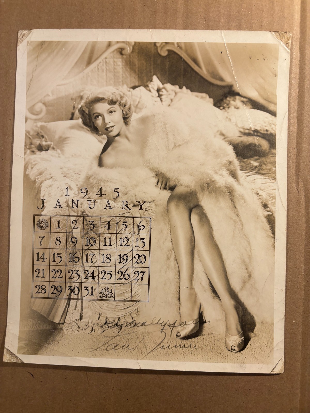 Lana Turner Rare Very Early Autographed WWII 8/10 Pin Up Photo ’45 464 BombGroup