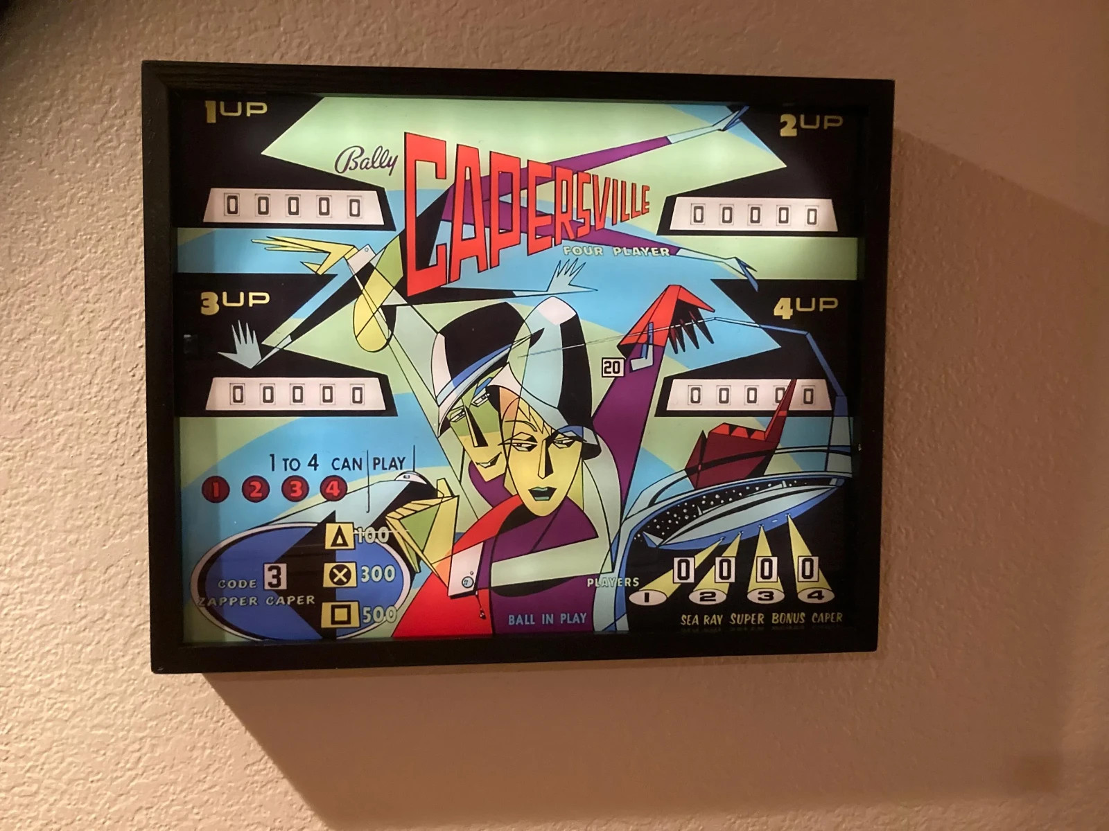 Bally Capersville Pinball LED Art – 1966 Retro Spy Theme